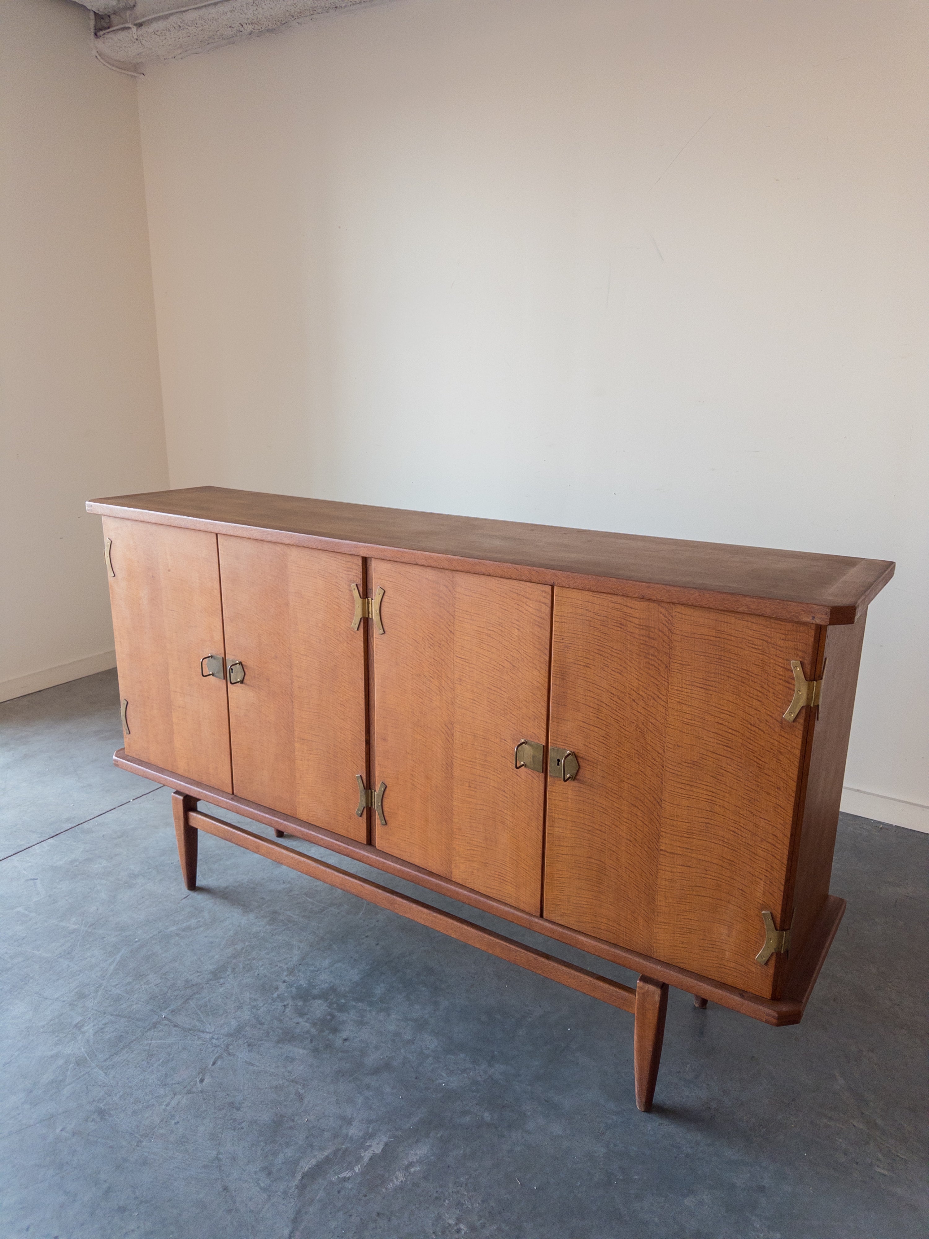 Oak and Brass Sideboard by Henning Kjærnulf, Denmark, 1970s