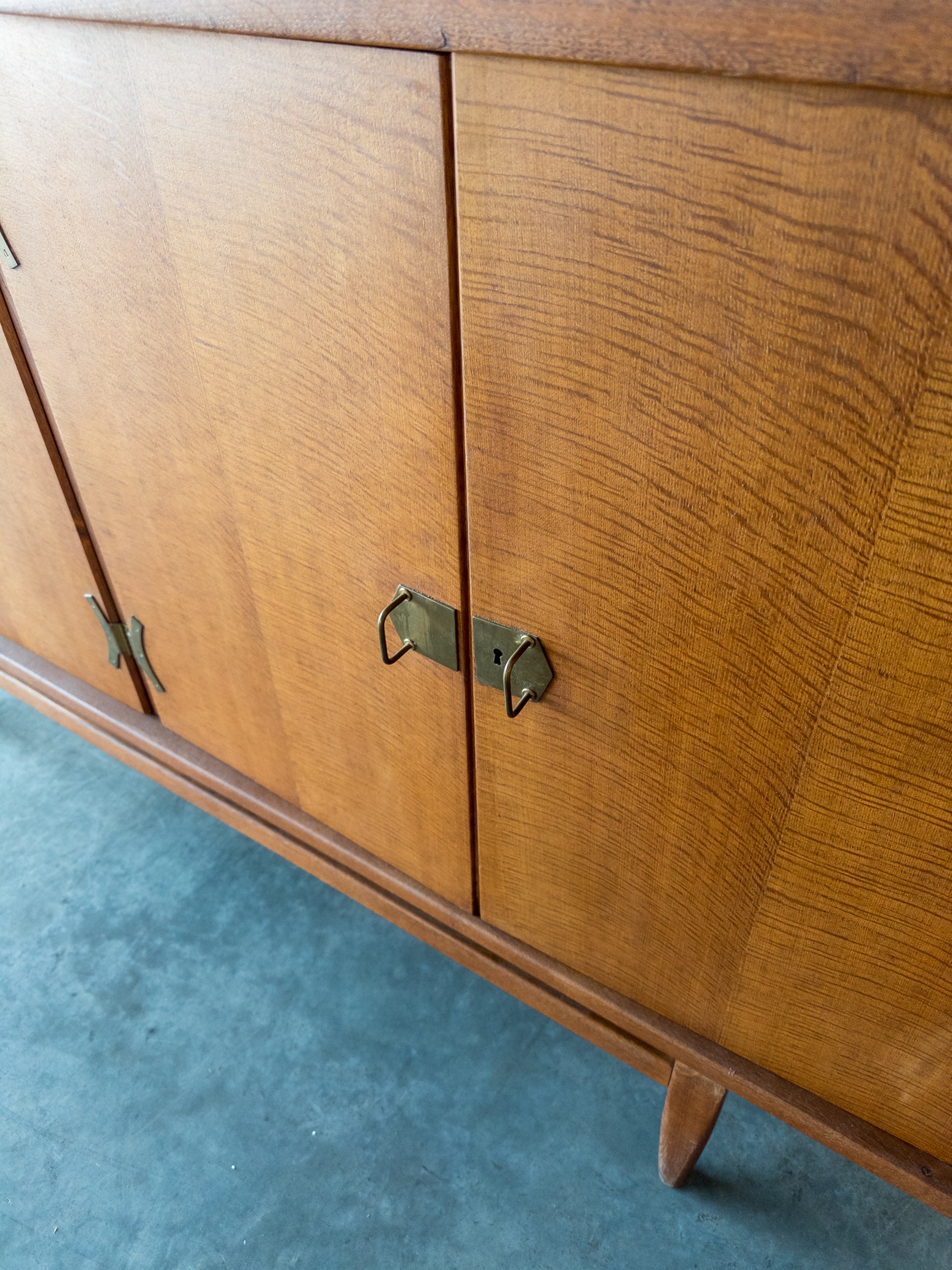 Oak and Brass Sideboard by Henning Kjærnulf, Denmark, 1970s