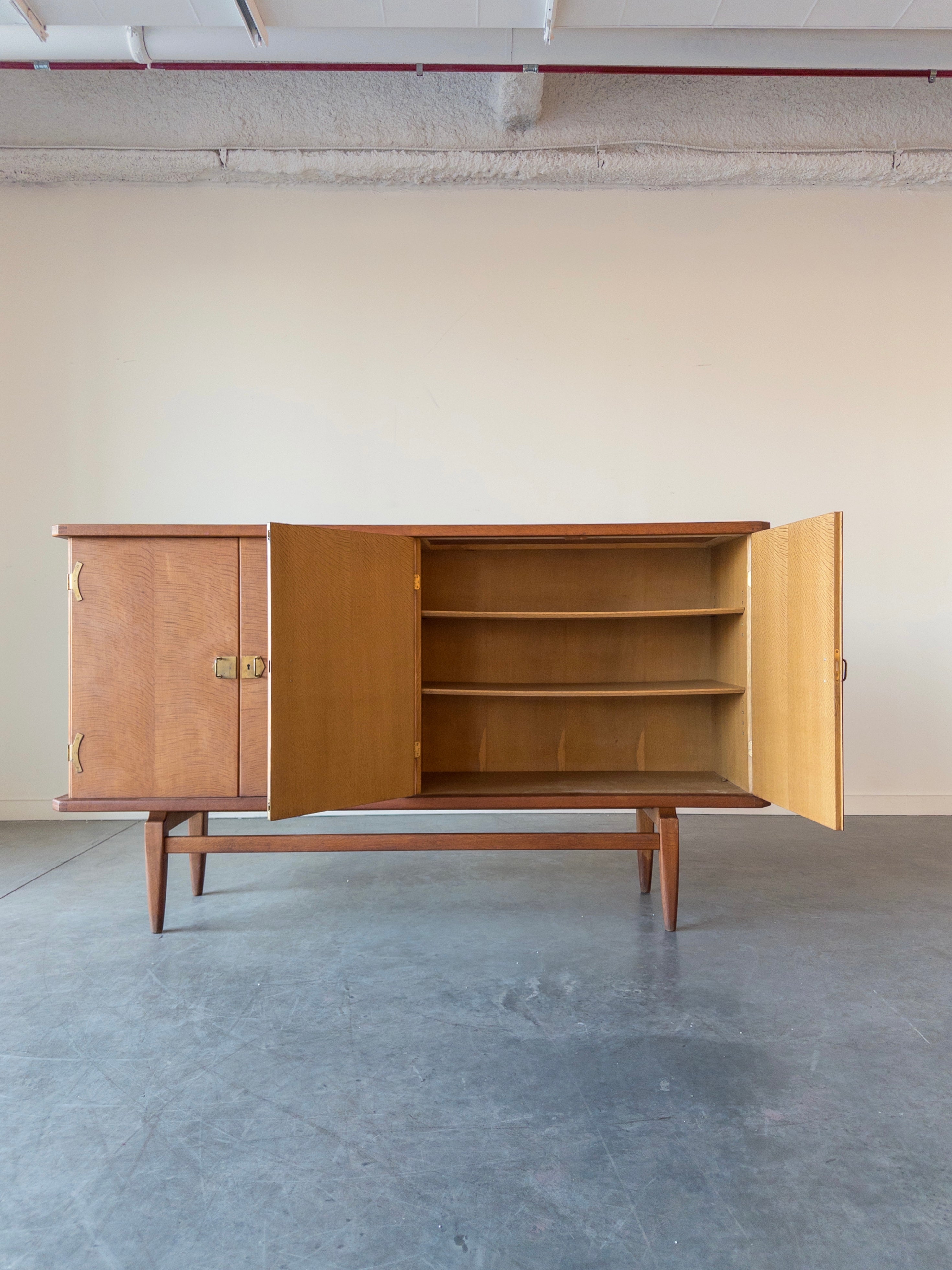 Oak and Brass Sideboard by Henning Kjærnulf, Denmark, 1970s