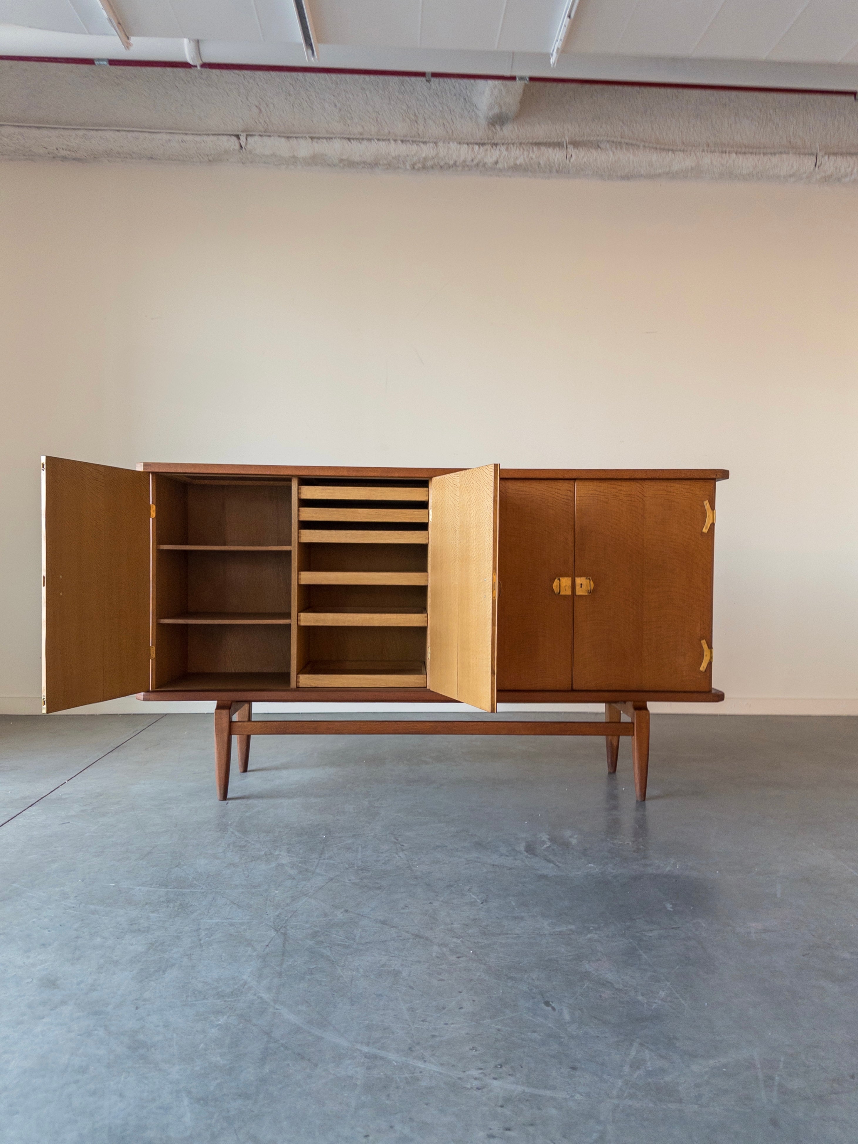 Oak and Brass Sideboard by Henning Kjærnulf, Denmark, 1970s