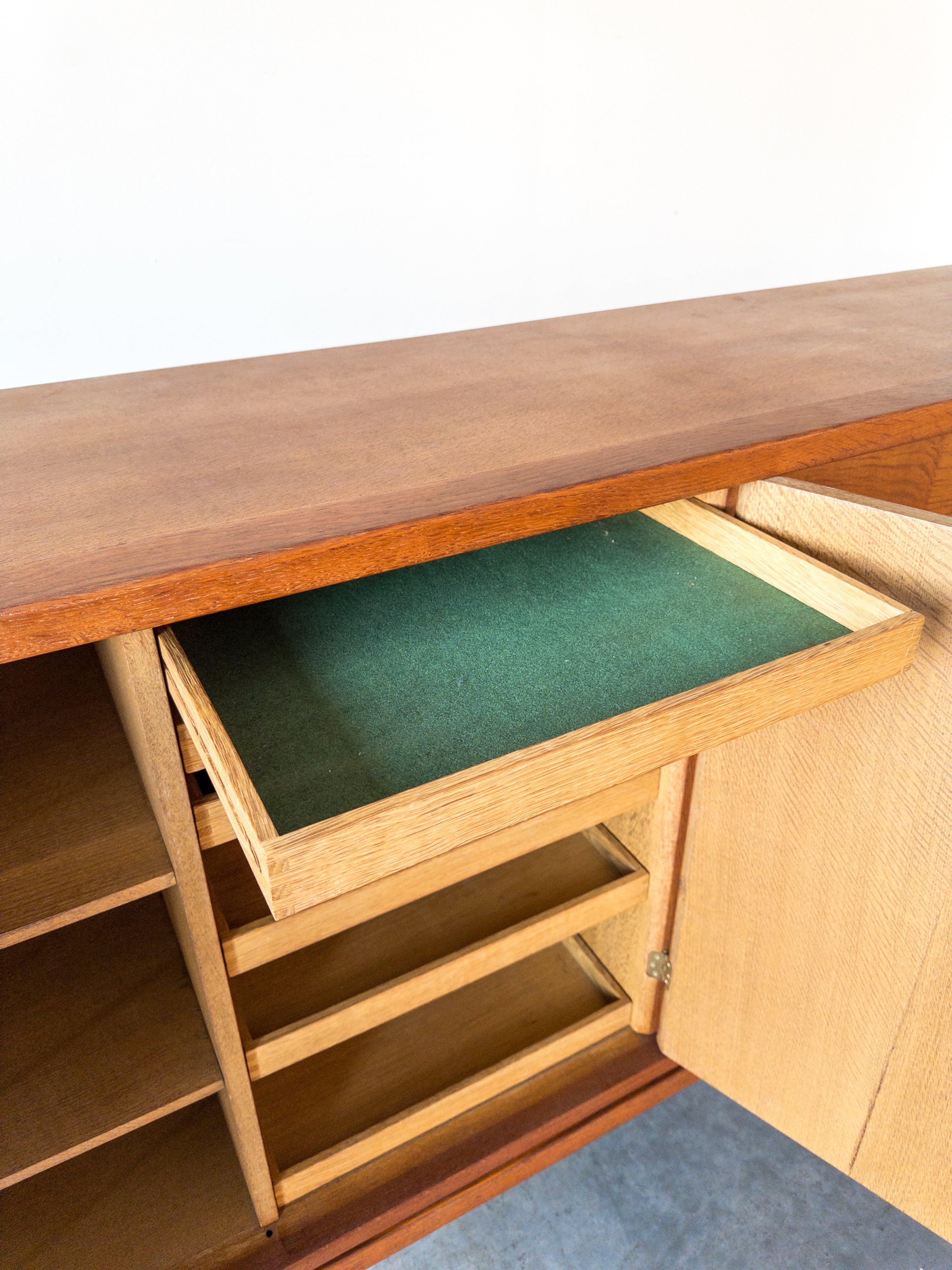 Oak and Brass Sideboard by Henning Kjærnulf, Denmark, 1970s