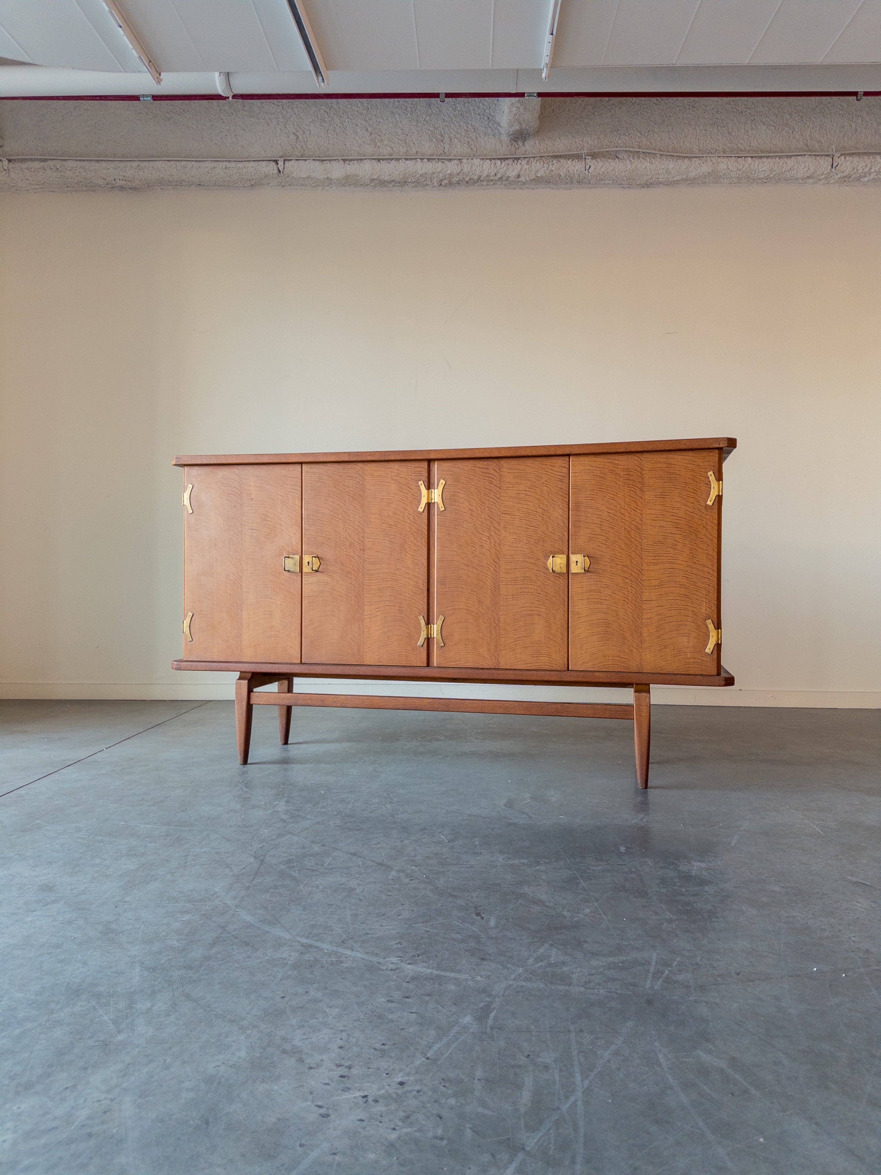 Oak and Brass Sideboard by Henning Kjærnulf, Denmark, 1970s