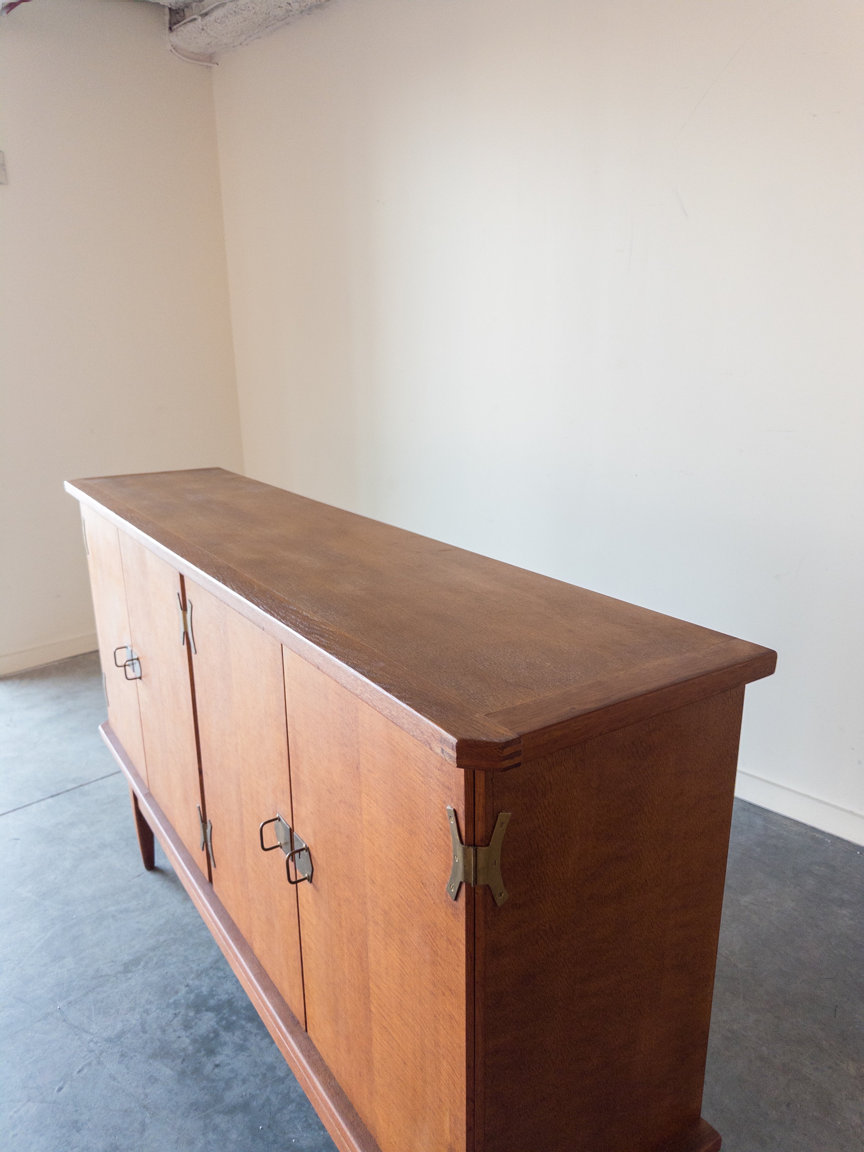 Oak and Brass Sideboard by Henning Kjærnulf, Denmark, 1970s