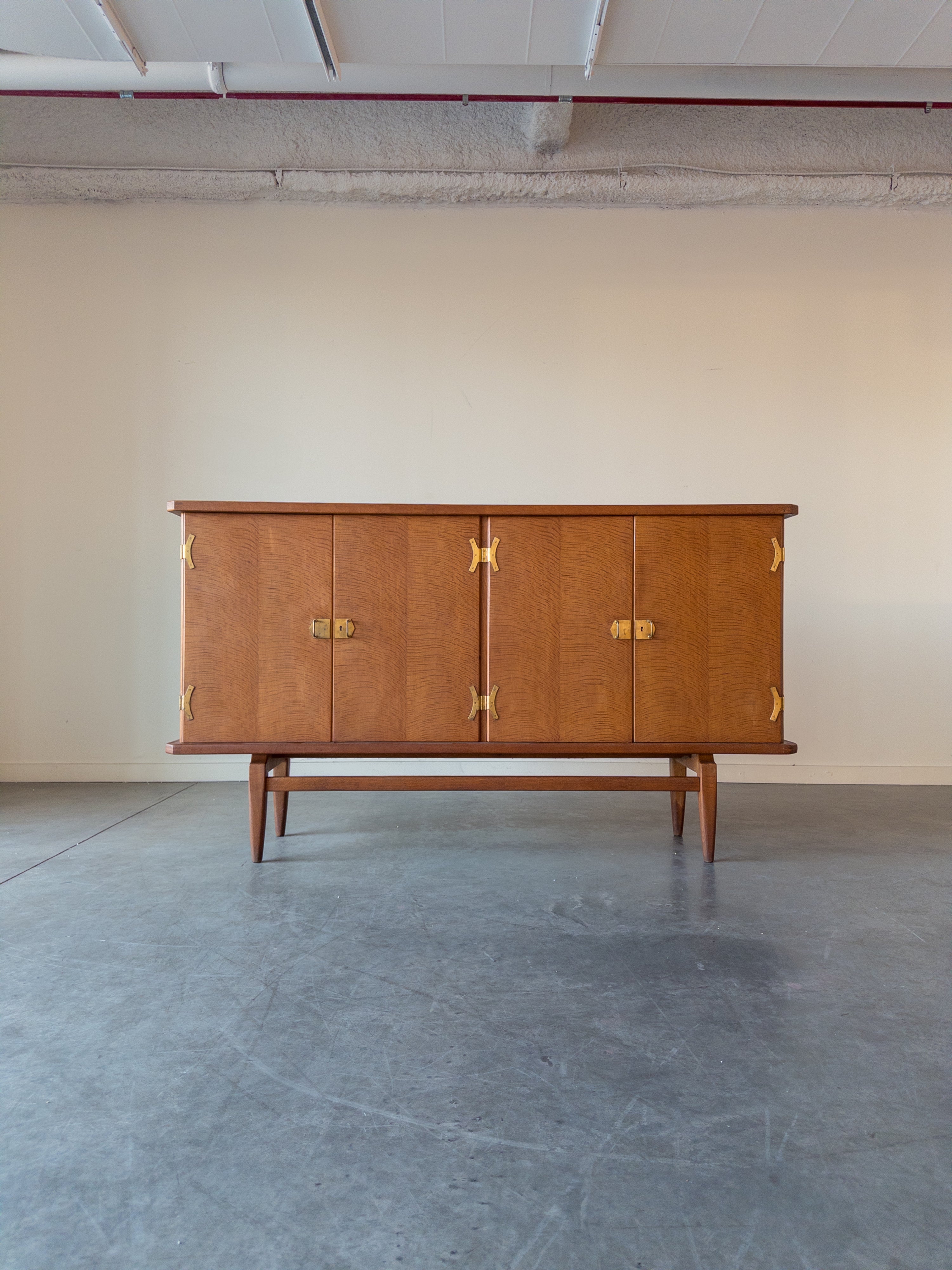 Oak and Brass Sideboard by Henning Kjærnulf, Denmark, 1970s