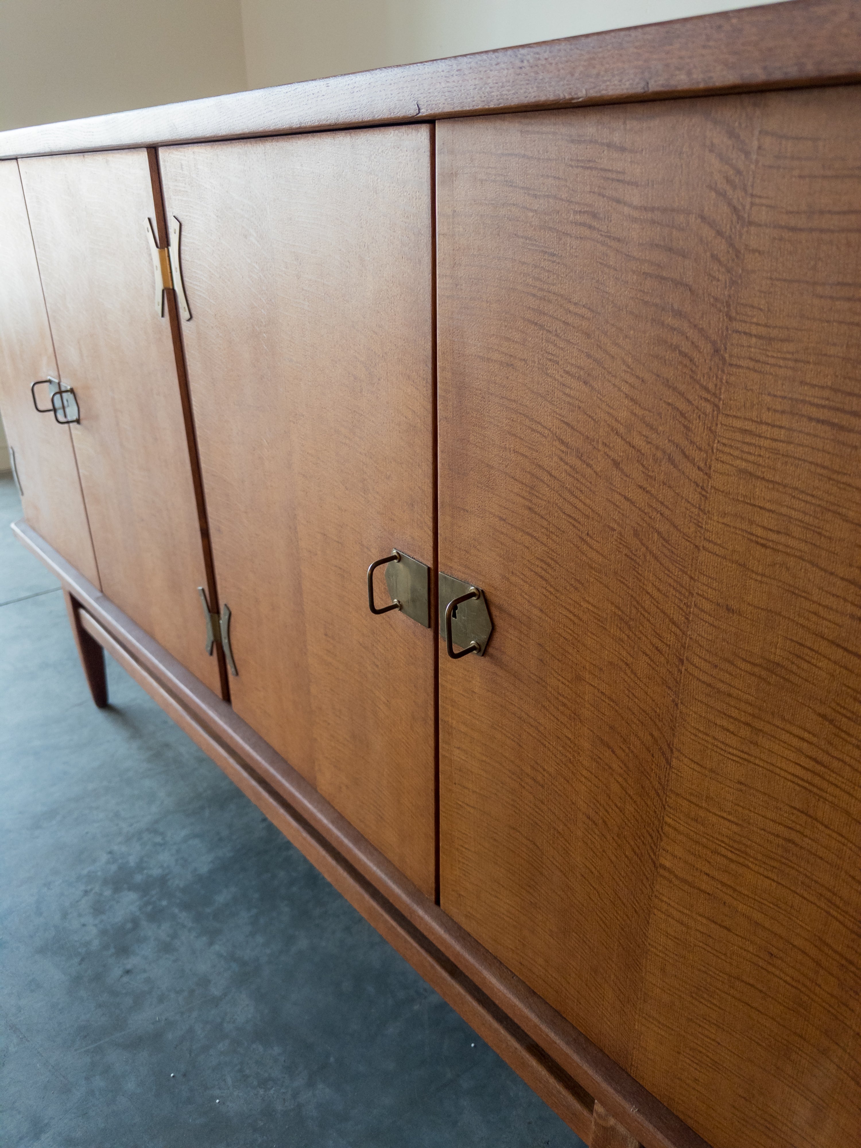 Oak and Brass Sideboard by Henning Kjærnulf, Denmark, 1970s