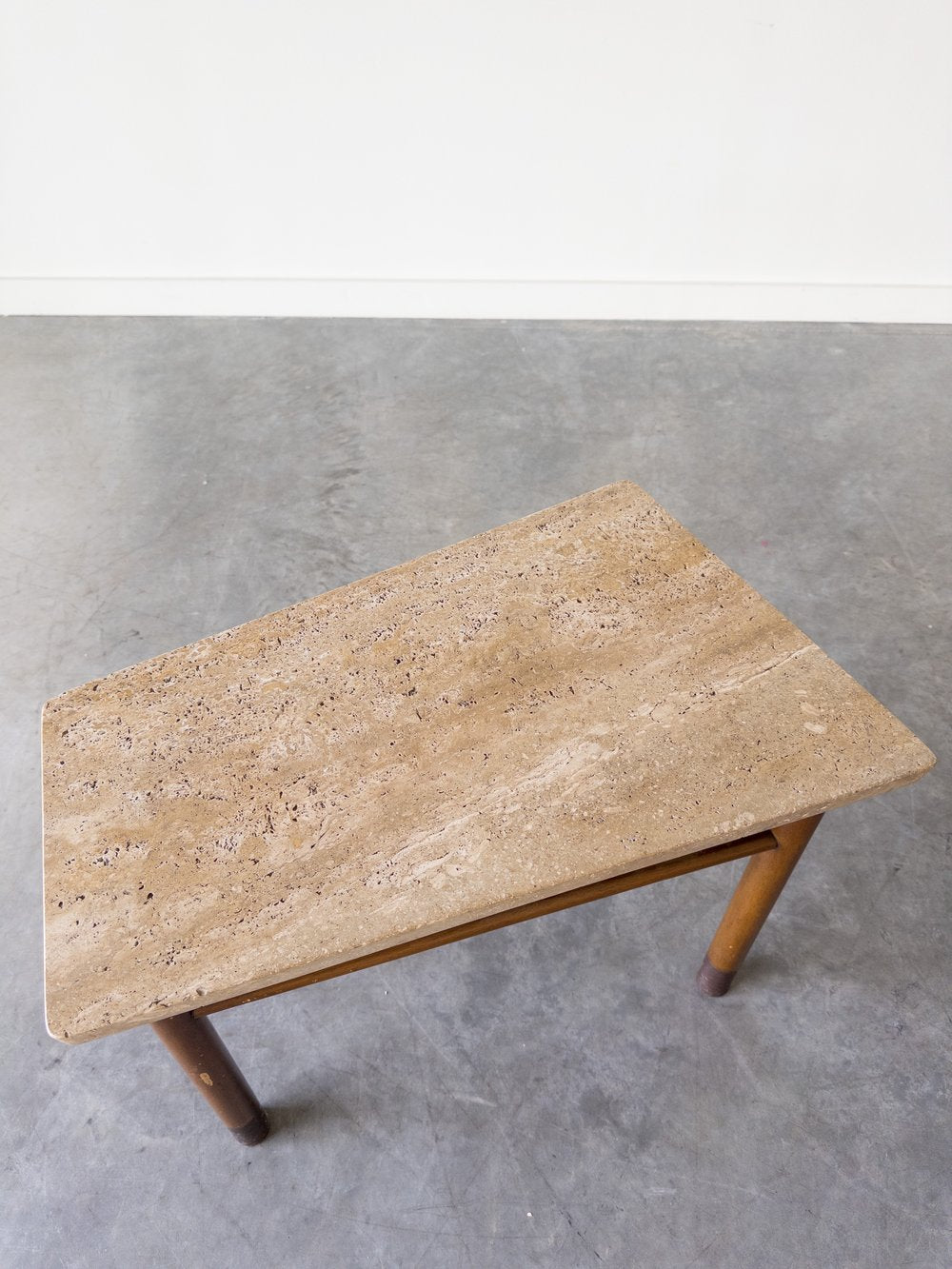 Travertine Marble-top Wedge End Table by Edward Wormley For Dunbar