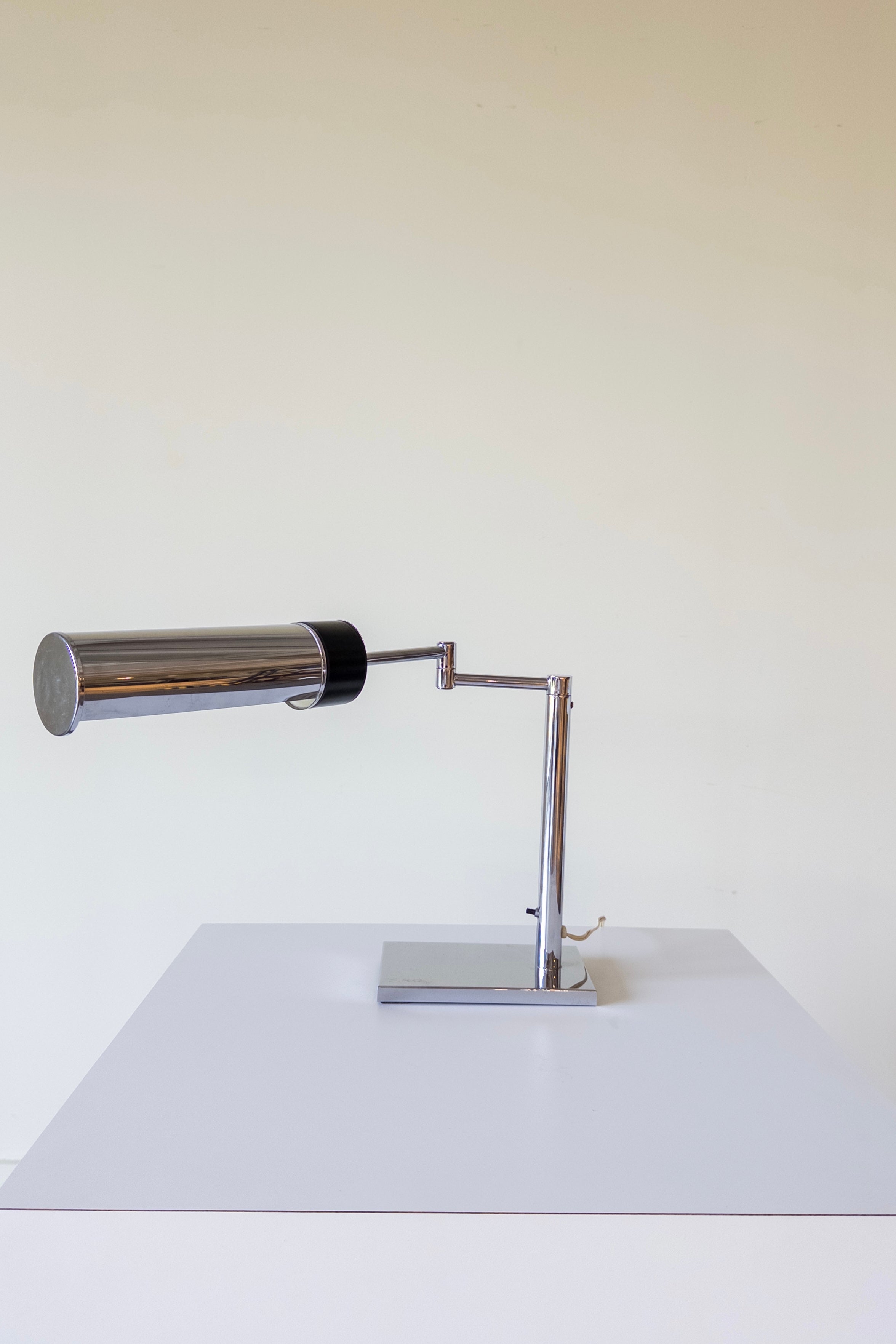 Polished Chrome & Black Enamel Swing Arm Desk Lamp by Walter Von Nessen for Nessen Lighting Co.