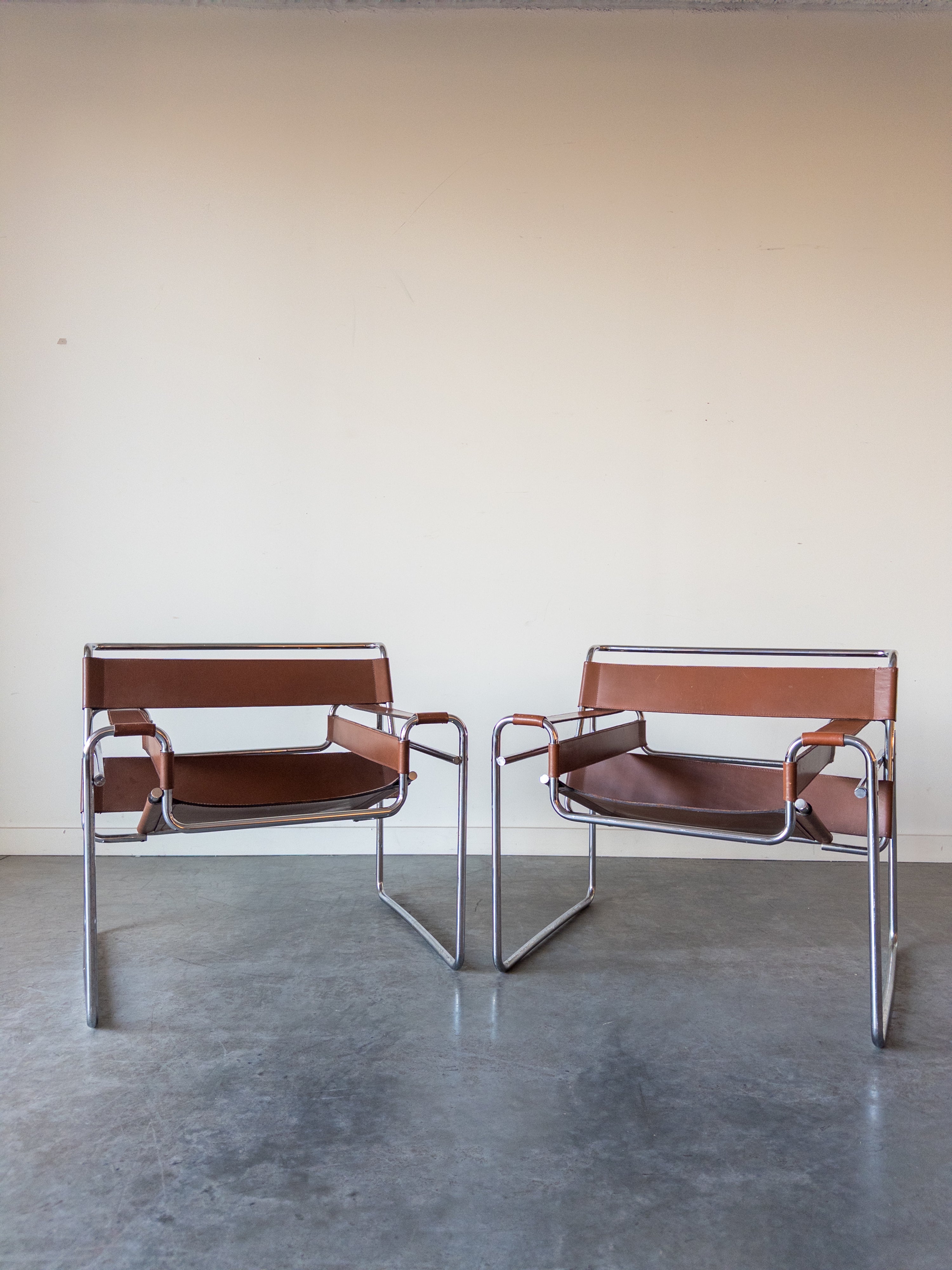 Wassily Cognac Leather Chairs by Marcel Breuer for Gavina