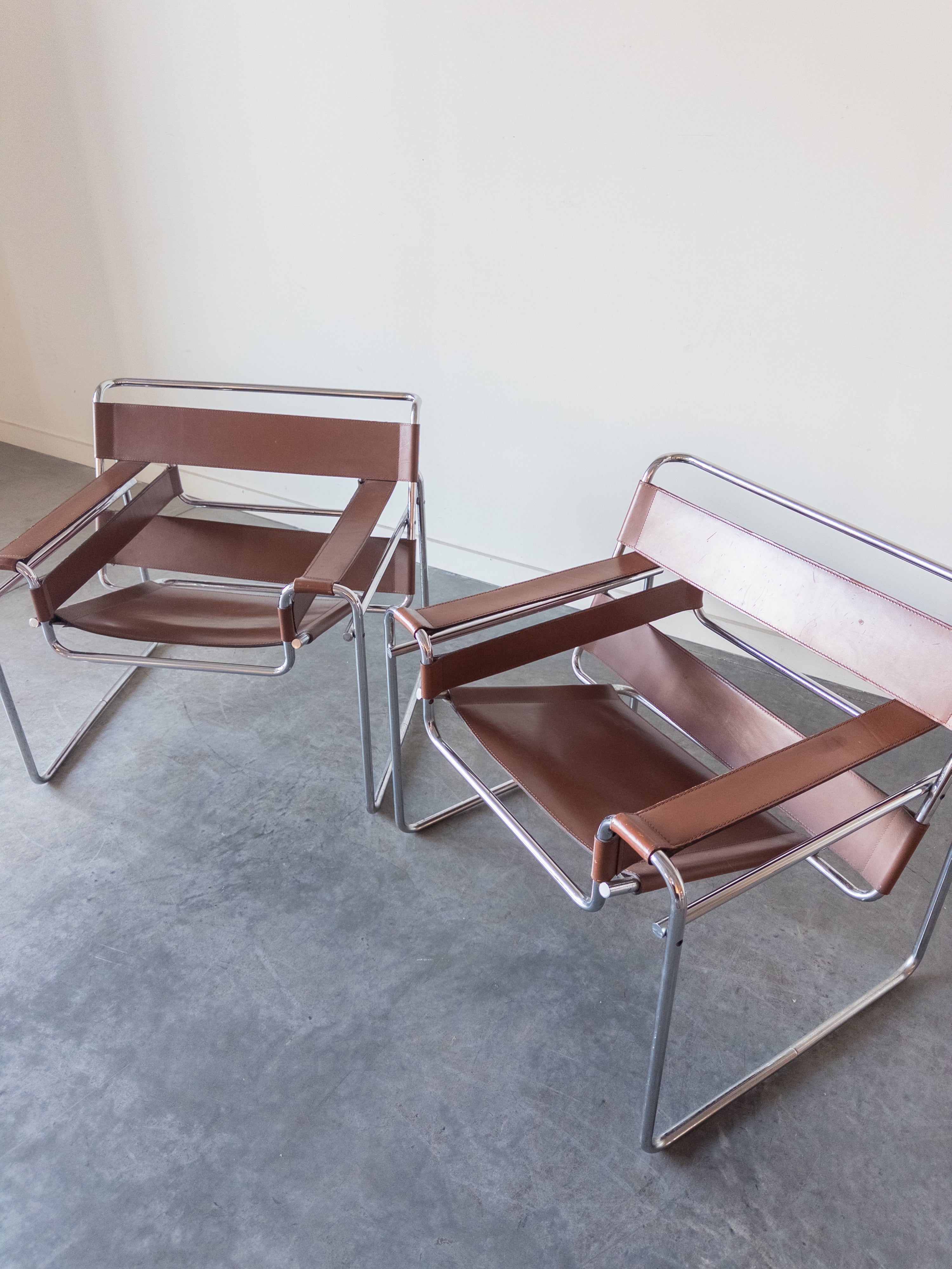 Wassily Cognac Leather Chairs by Marcel Breuer for Gavina