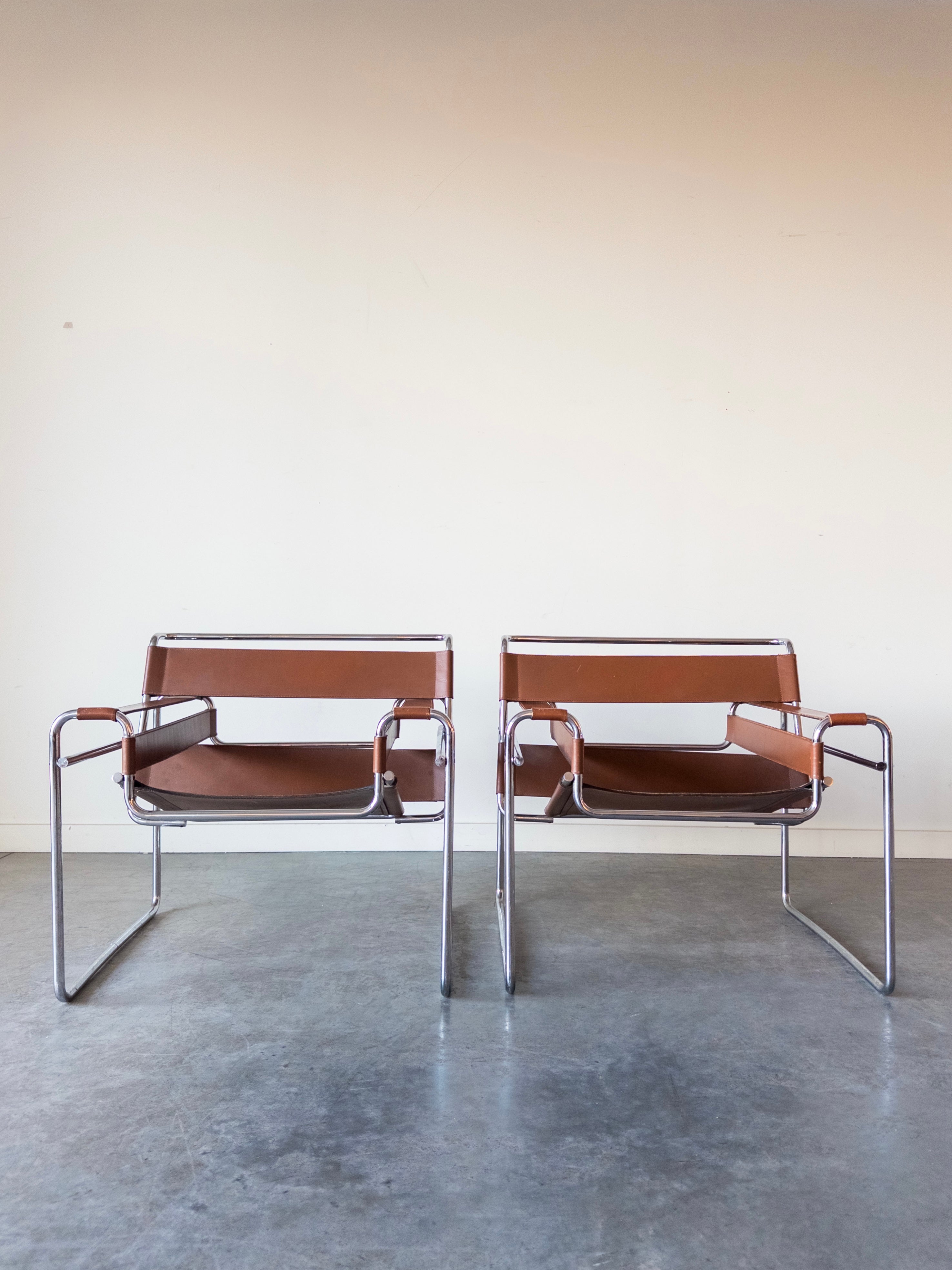 Wassily Cognac Leather Chairs by Marcel Breuer for Gavina