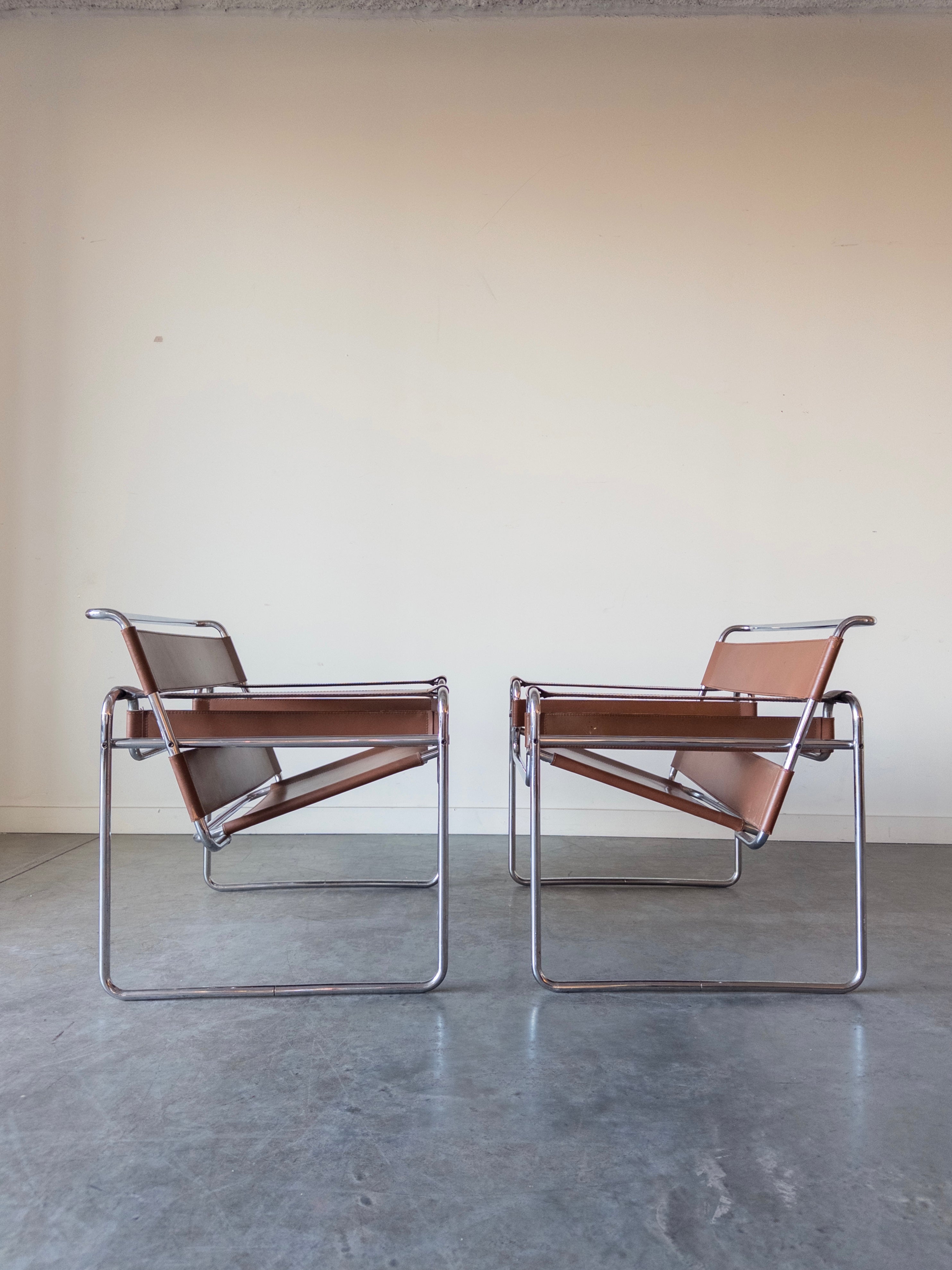 Wassily Cognac Leather Chairs by Marcel Breuer for Gavina