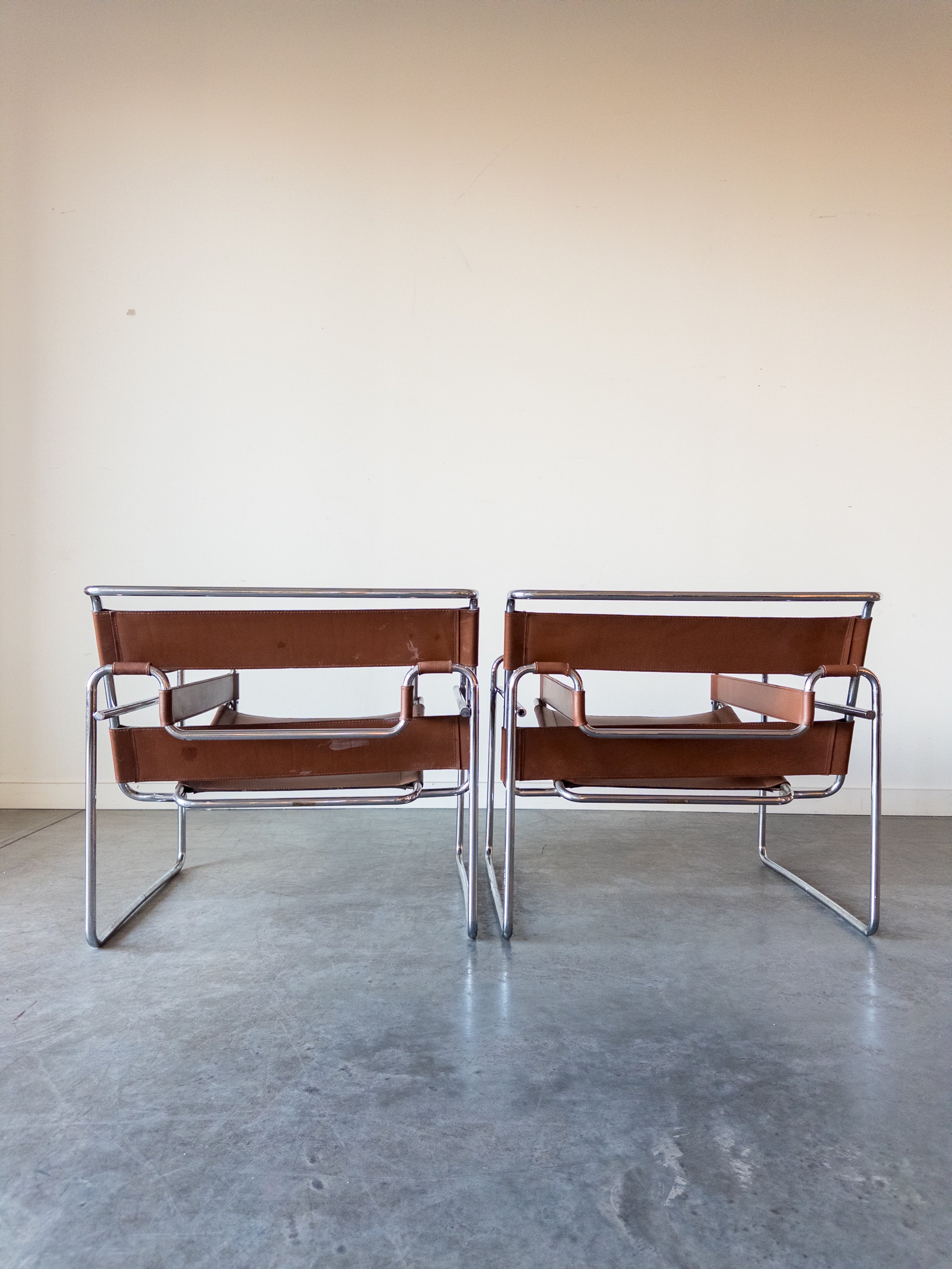 Wassily Cognac Leather Chairs by Marcel Breuer for Gavina