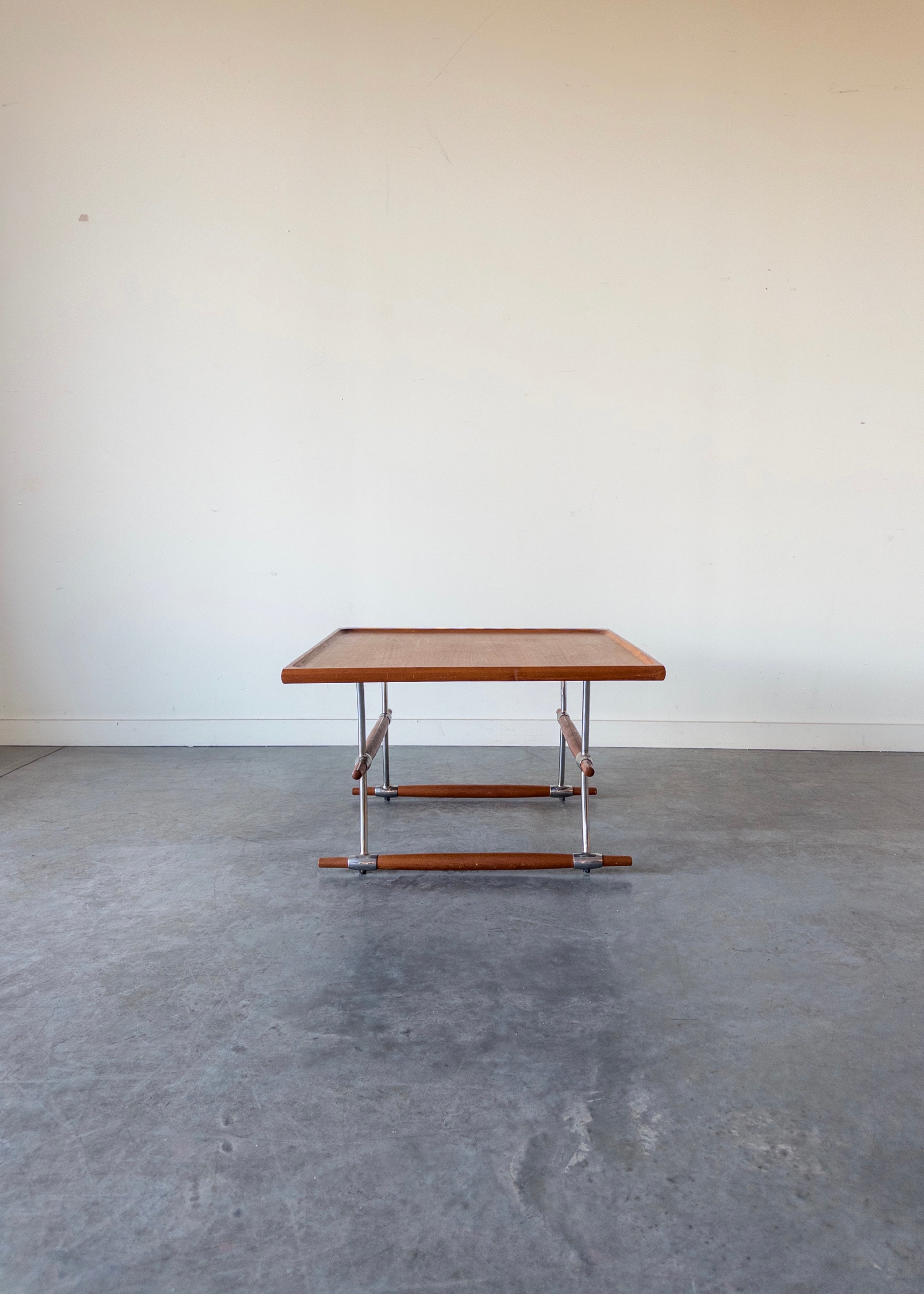 Danish Chrome and Teak Coffee Table by Jens H. Quistgaard for Nissen Langaa