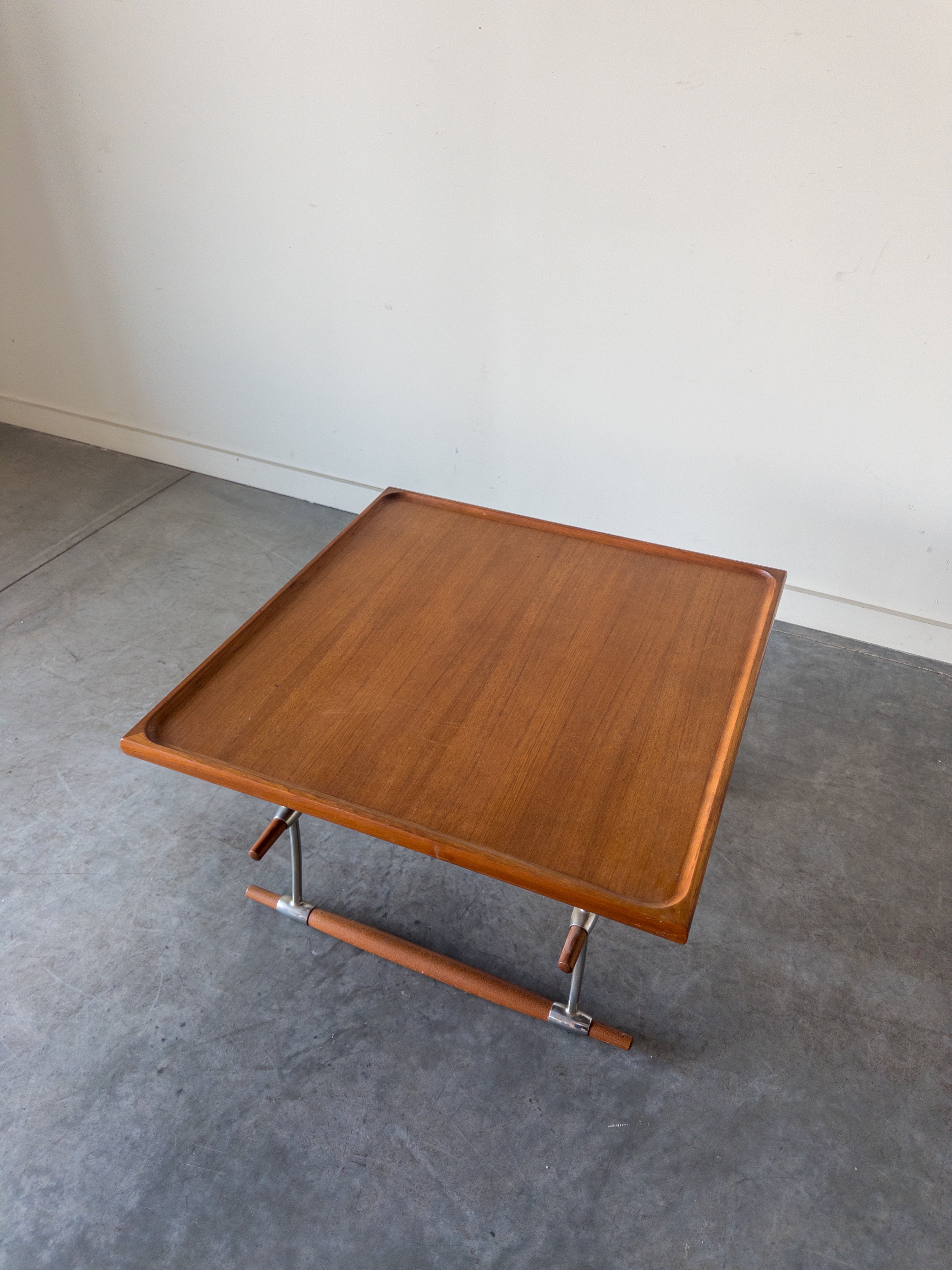 Danish Chrome and Teak Coffee Table by Jens H. Quistgaard for Nissen Langaa