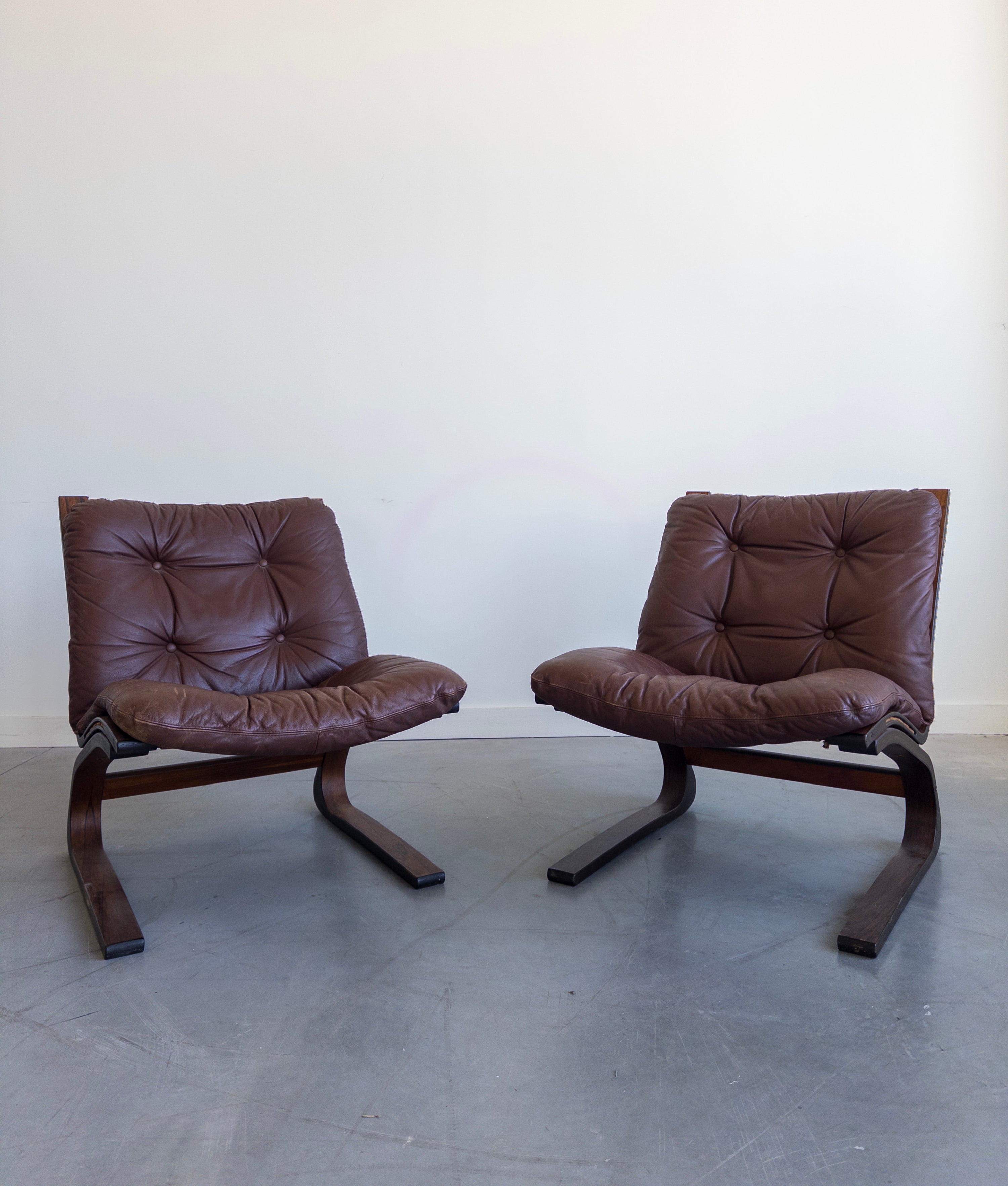 Kengu Leather Lounge Chairs by Elsa & Nordahl Solheim for Rybo Rykken