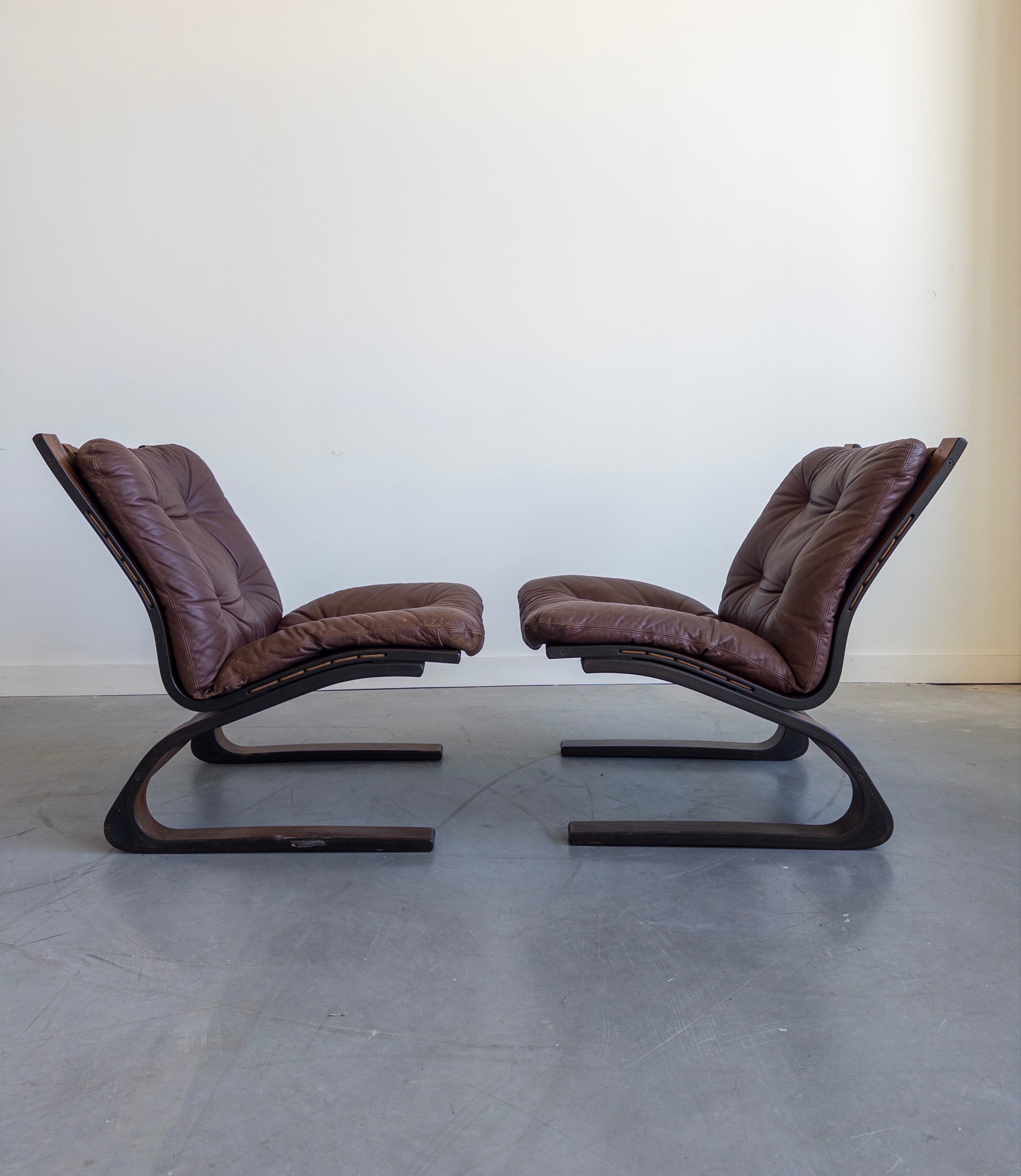 Kengu Leather Lounge Chairs by Elsa & Nordahl Solheim for Rybo Rykken