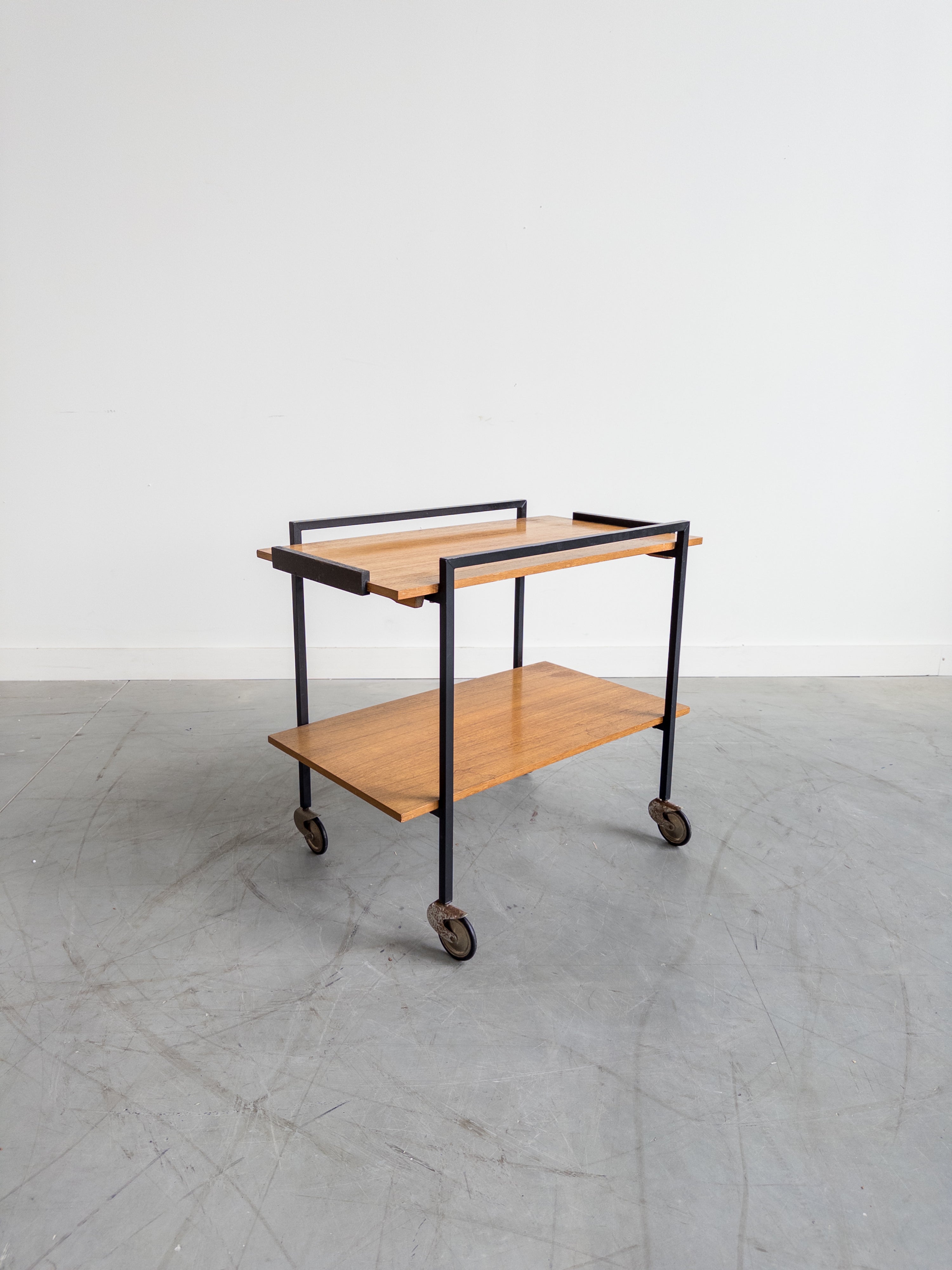 German Mid-Century Minimalist Teak Bar Cart