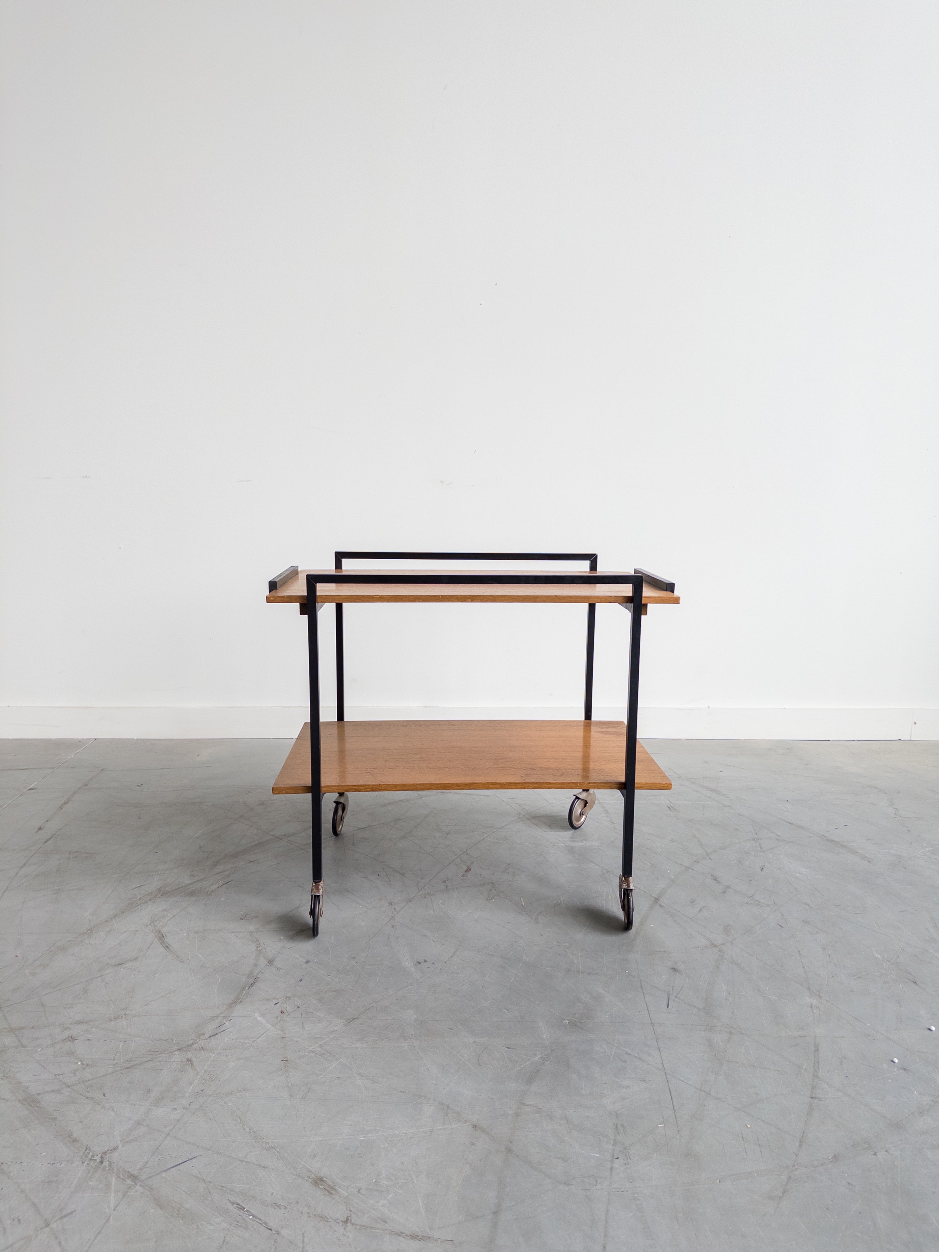 German Mid-Century Minimalist Teak Bar Cart