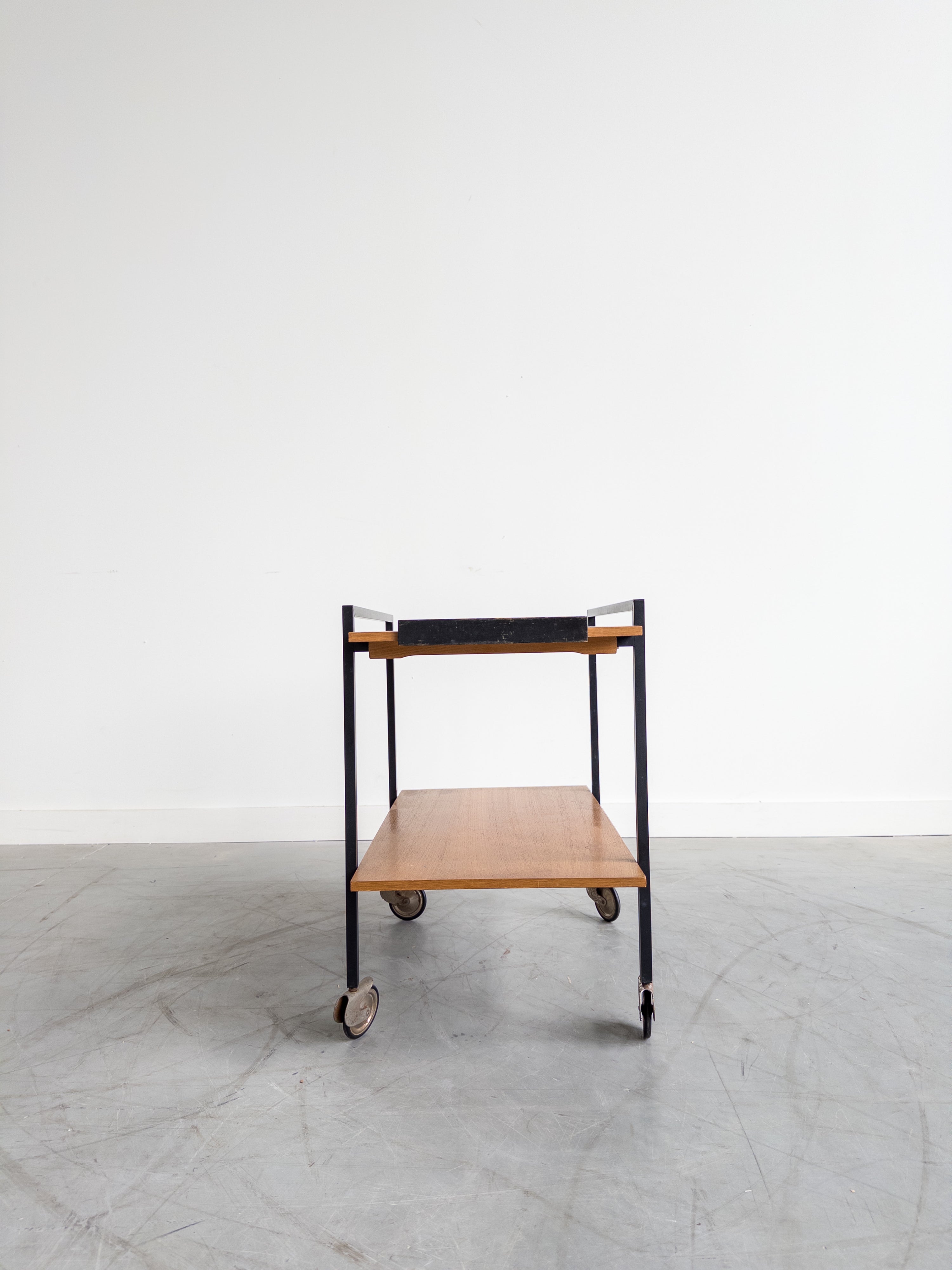 German Mid-Century Minimalist Teak Bar Cart