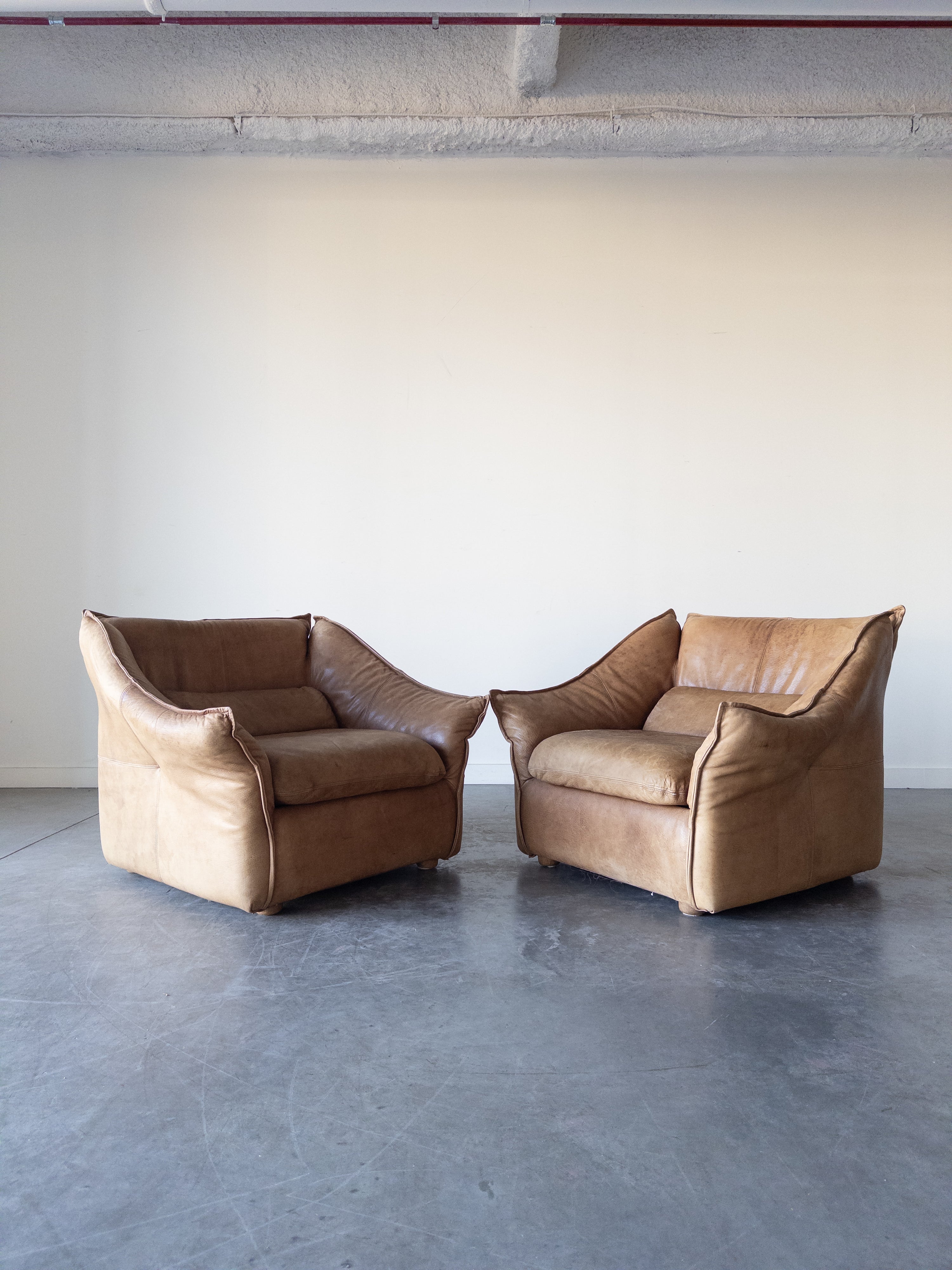 Leather Lounge Chairs by Gerard Guermonprez, France, 1960s