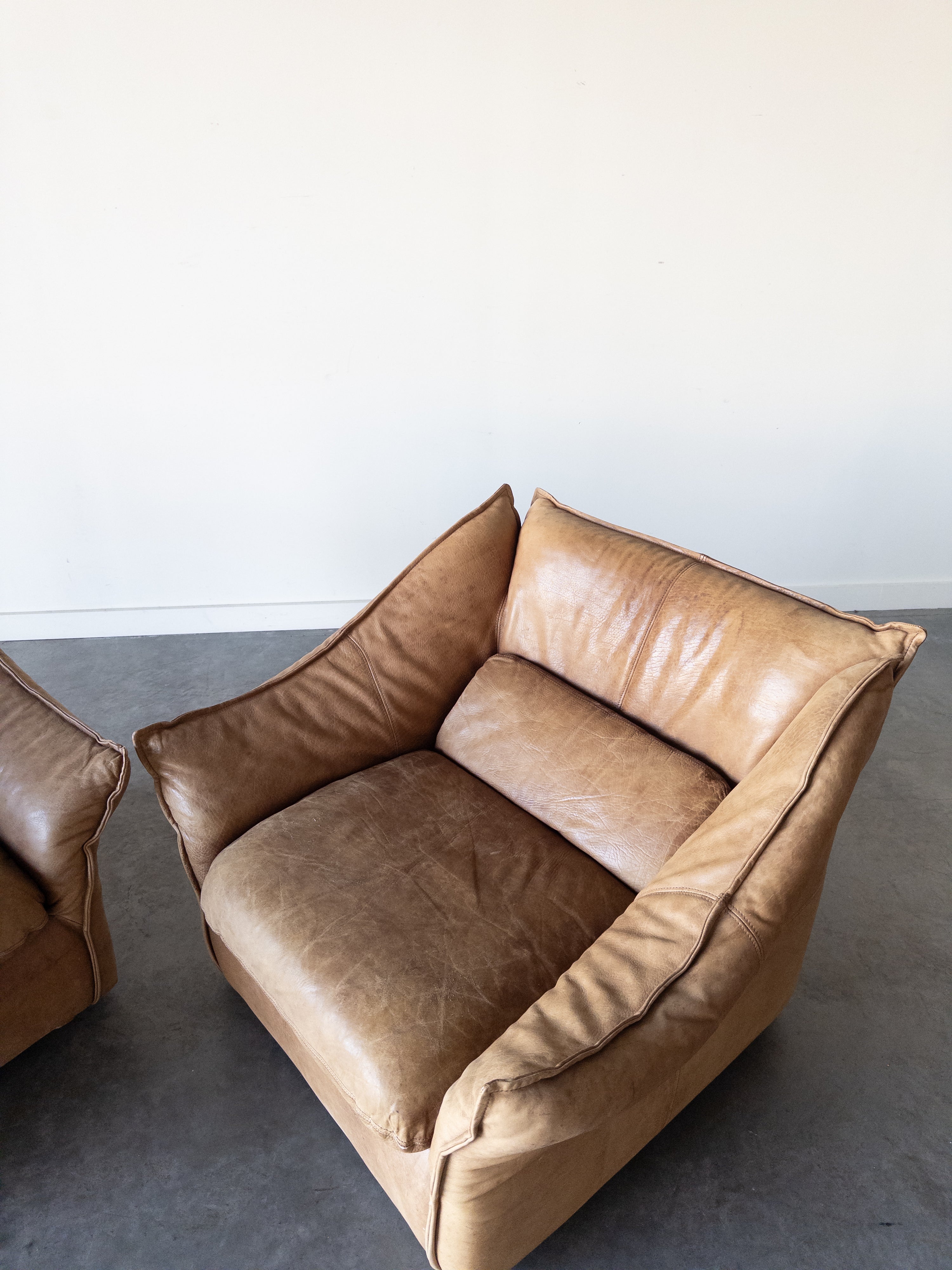 Leather Lounge Chairs by Gerard Guermonprez, France, 1960s