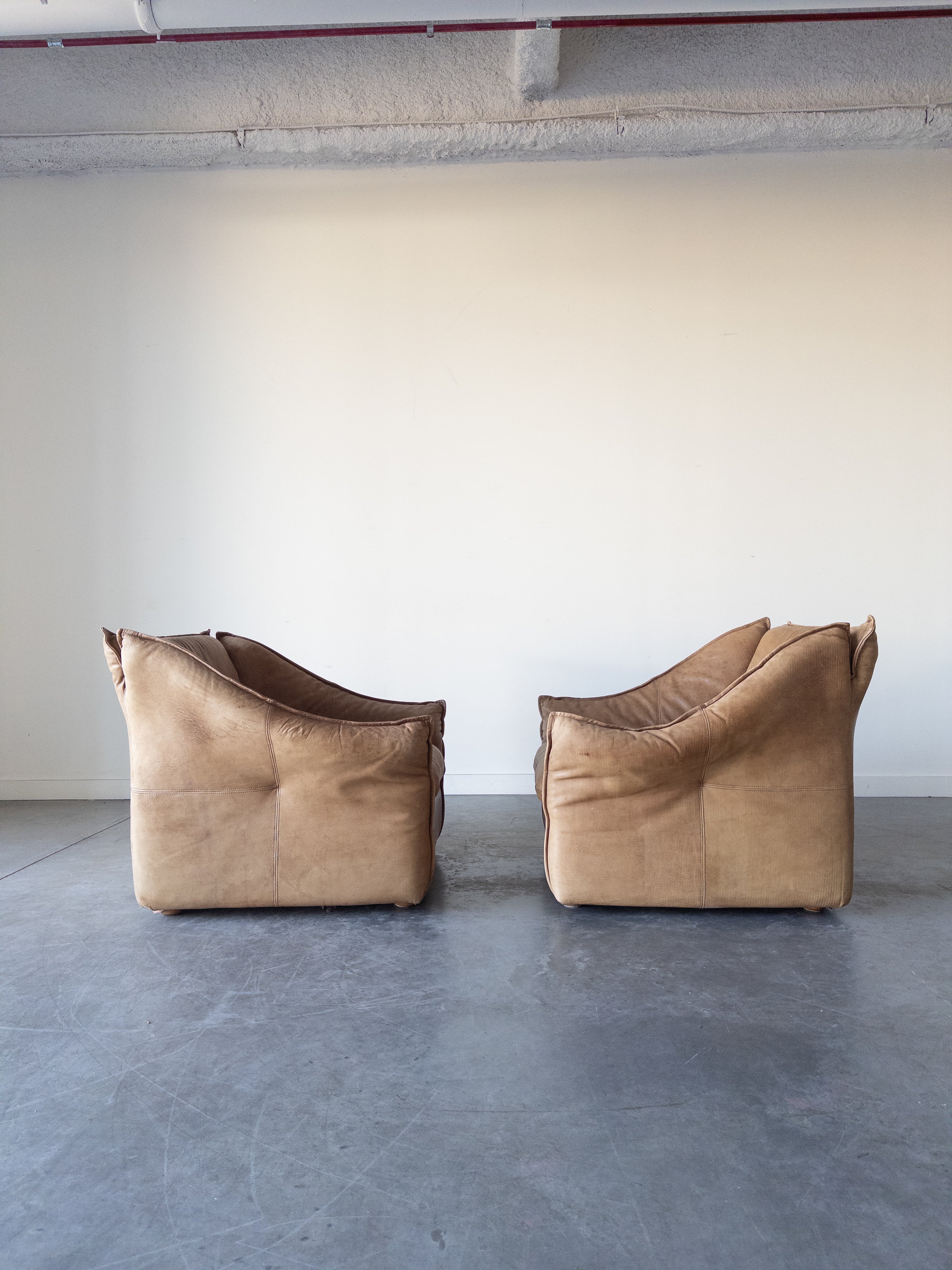 Leather Lounge Chairs by Gerard Guermonprez, France, 1960s