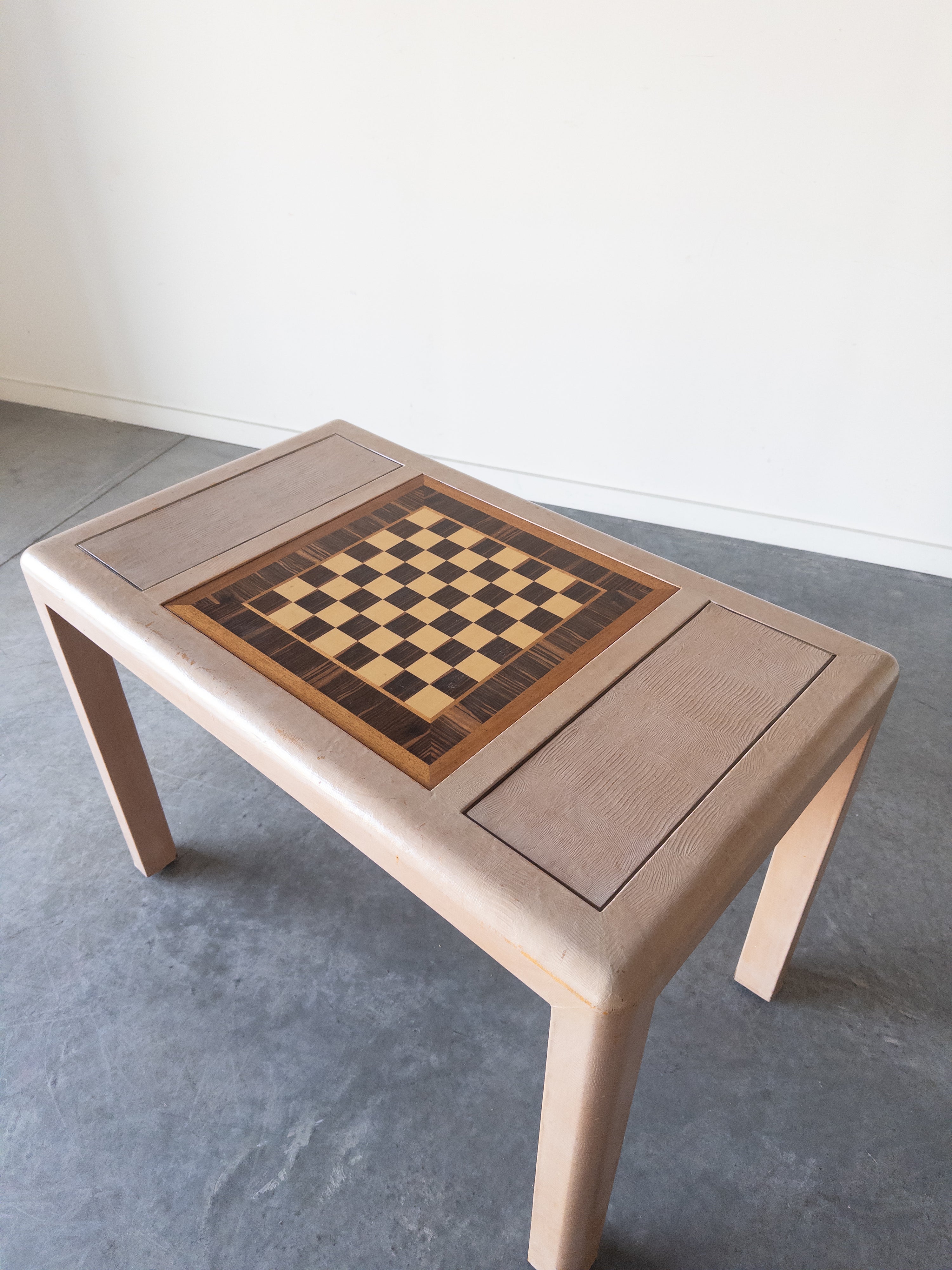 Karl Springer Game Table in Wrapped Lizard Skin, 1970s