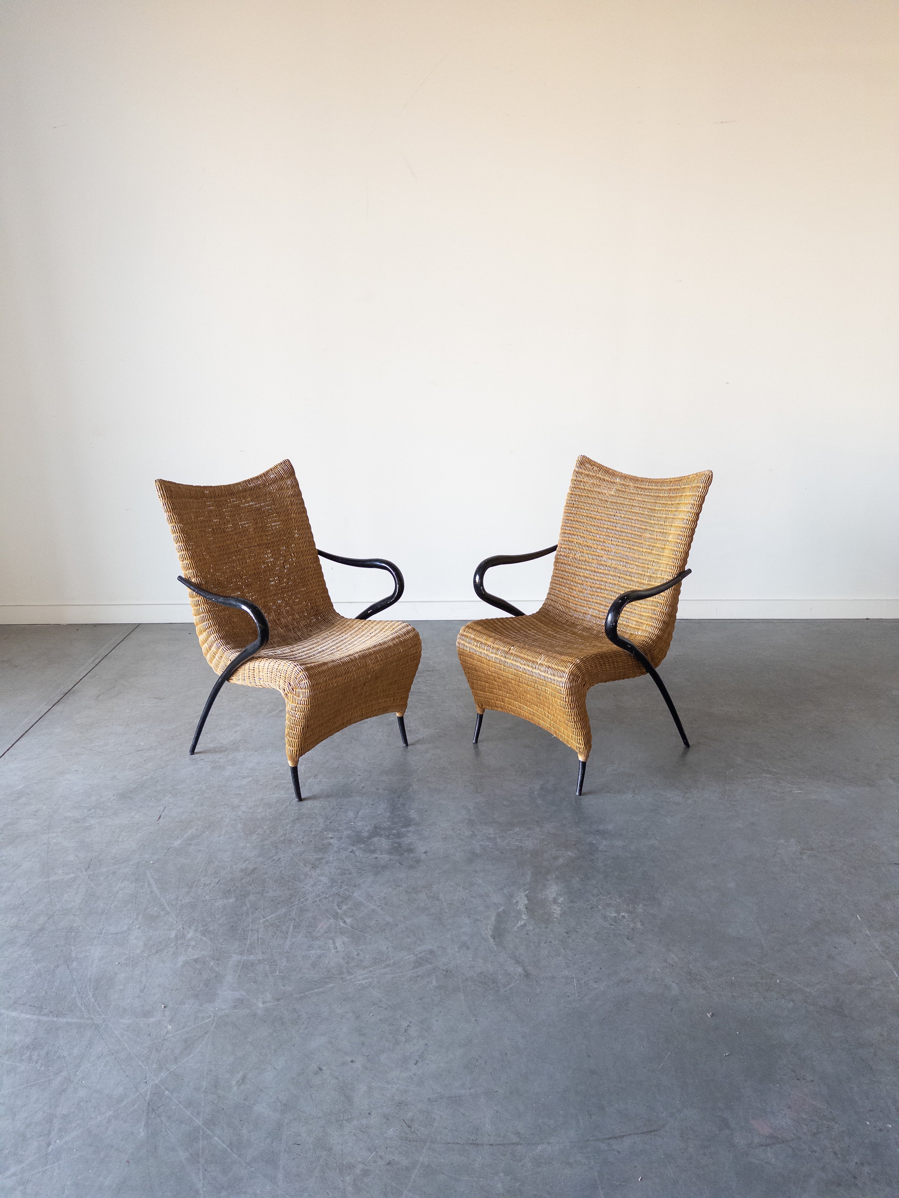 Pair of Rattan Easy Chairs by Soren Lund for Soren Lund Mobler