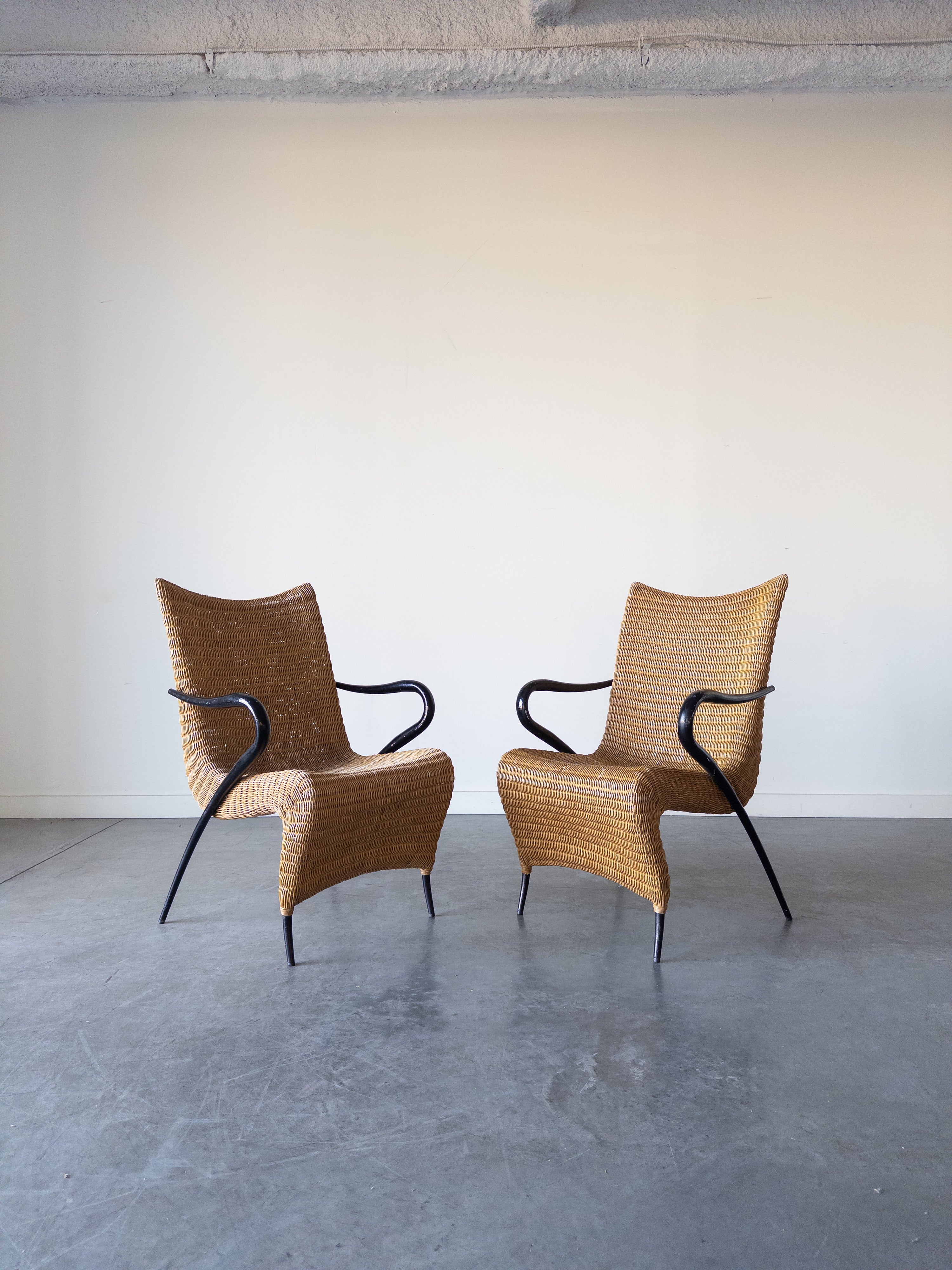 Pair of Rattan Easy Chairs by Soren Lund for Soren Lund Mobler