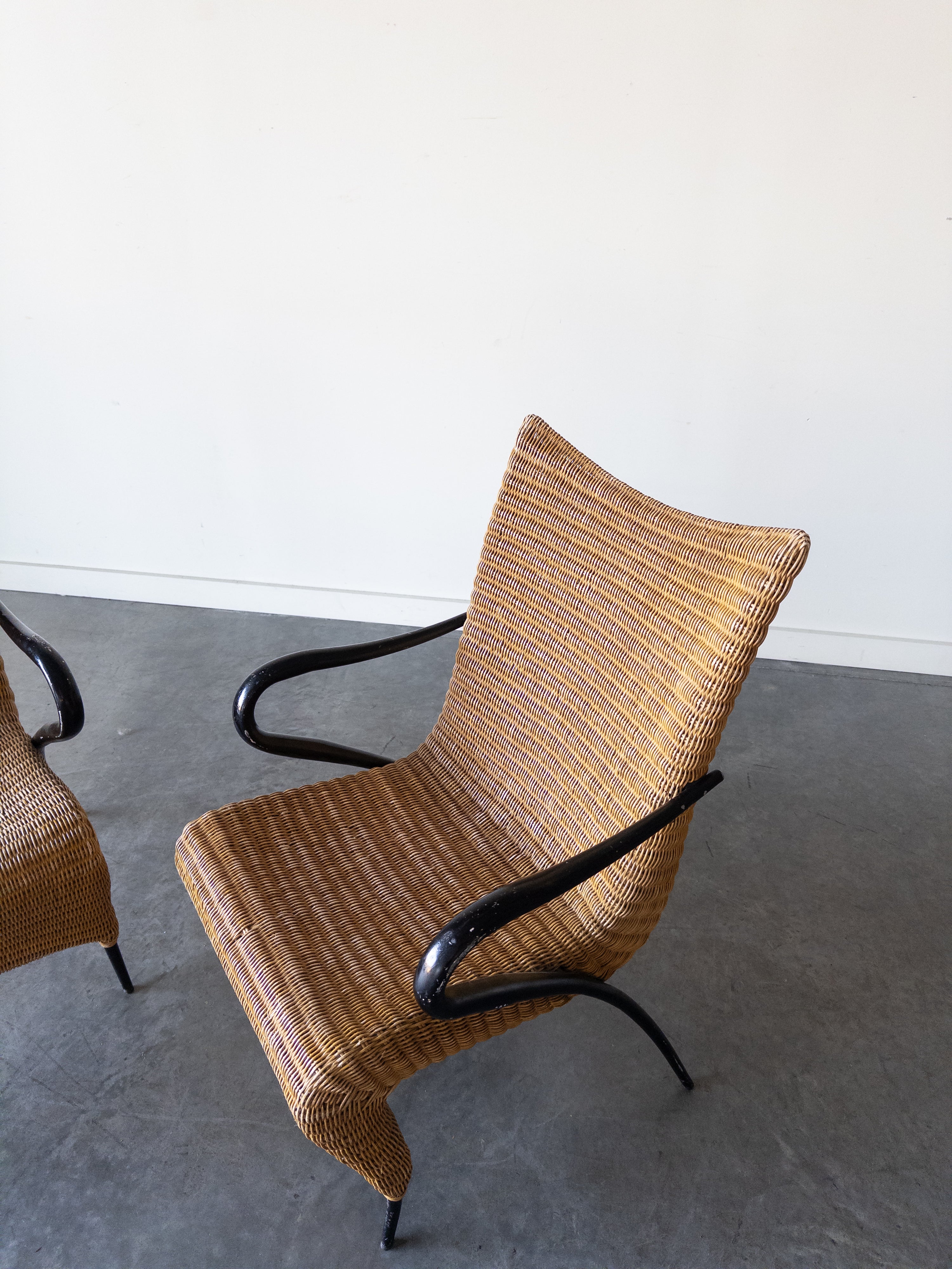 Pair of Rattan Easy Chairs by Soren Lund for Soren Lund Mobler