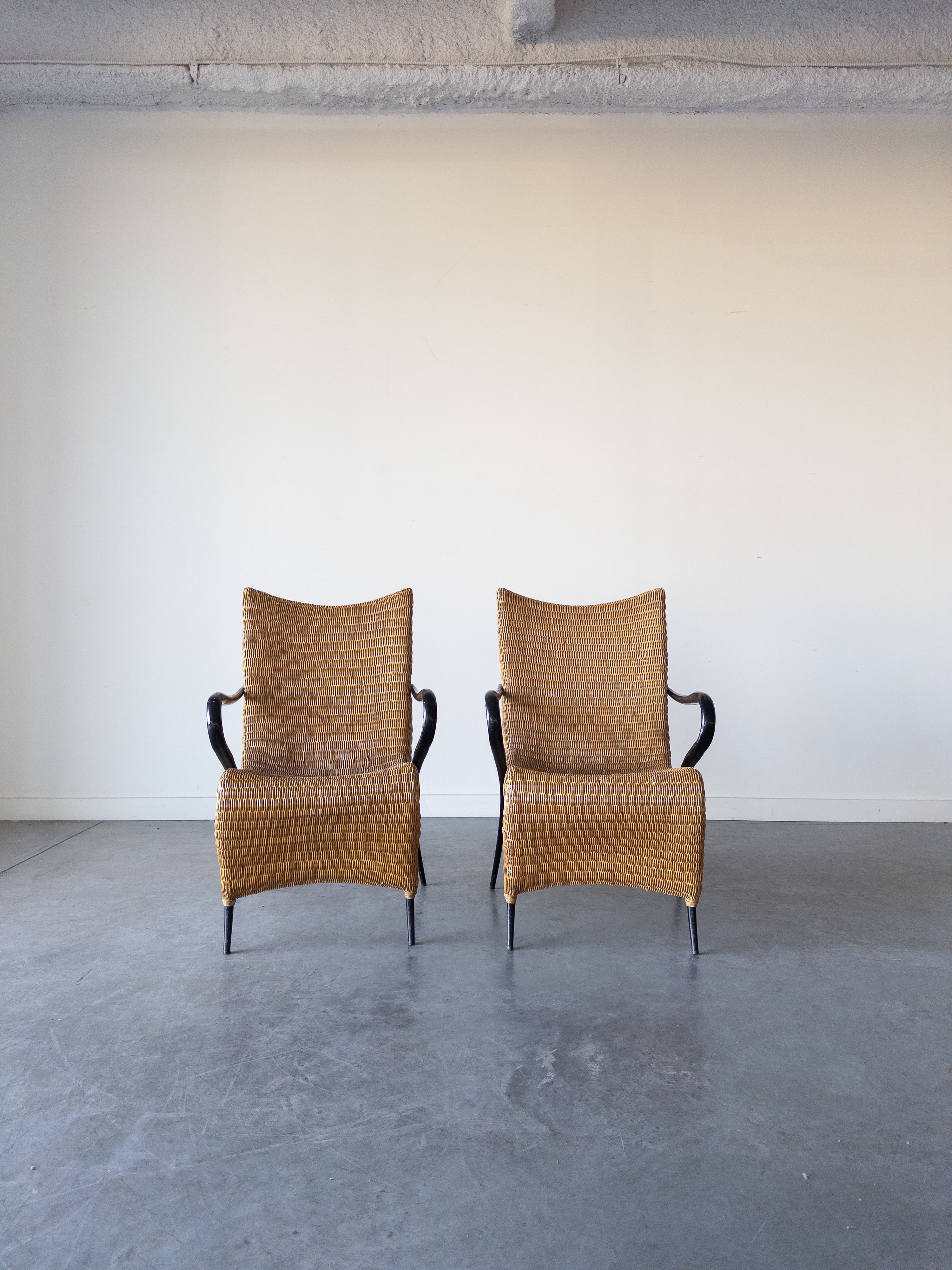 Pair of Rattan Easy Chairs by Soren Lund for Soren Lund Mobler