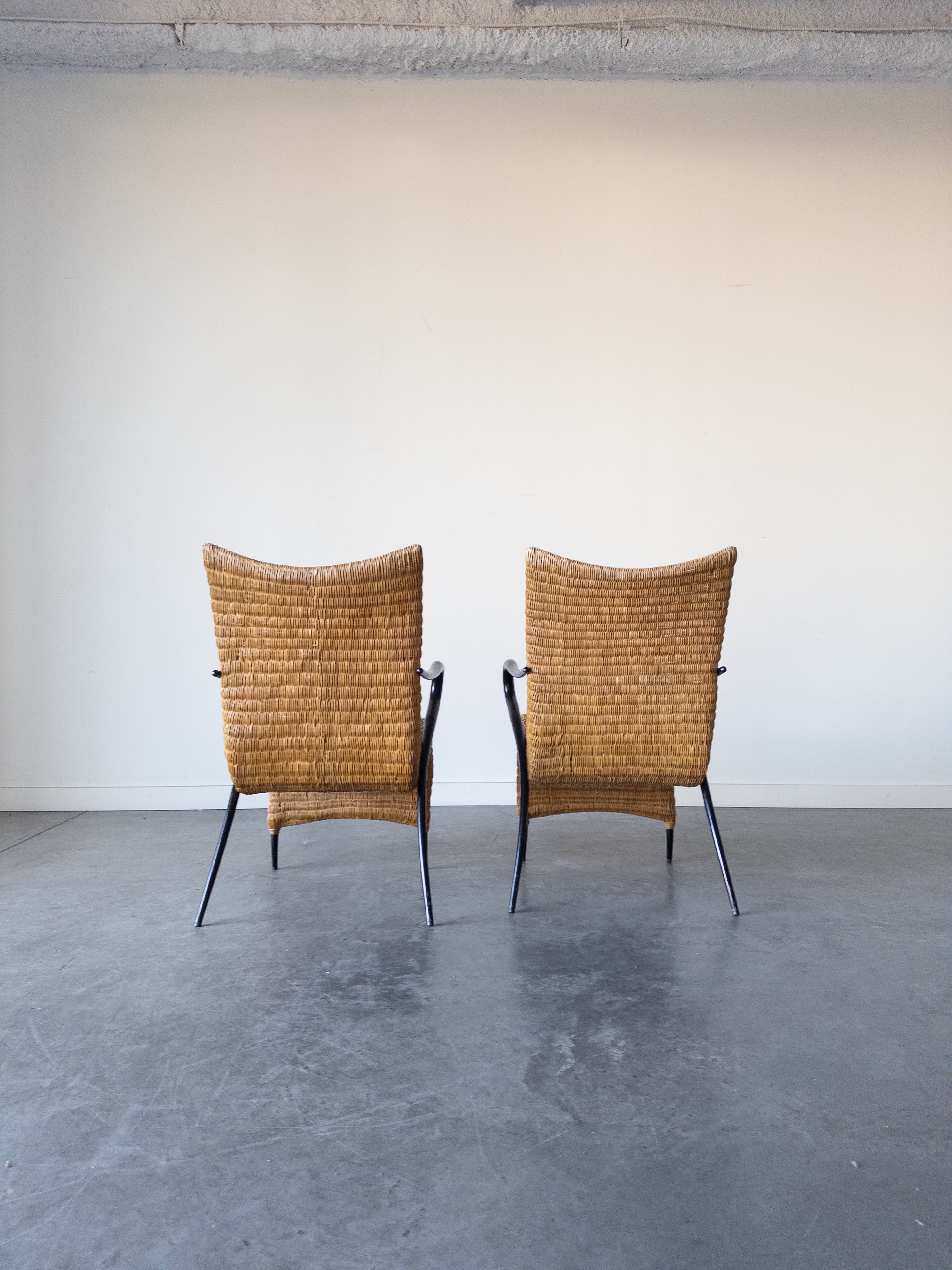 Pair of Rattan Easy Chairs by Soren Lund for Soren Lund Mobler