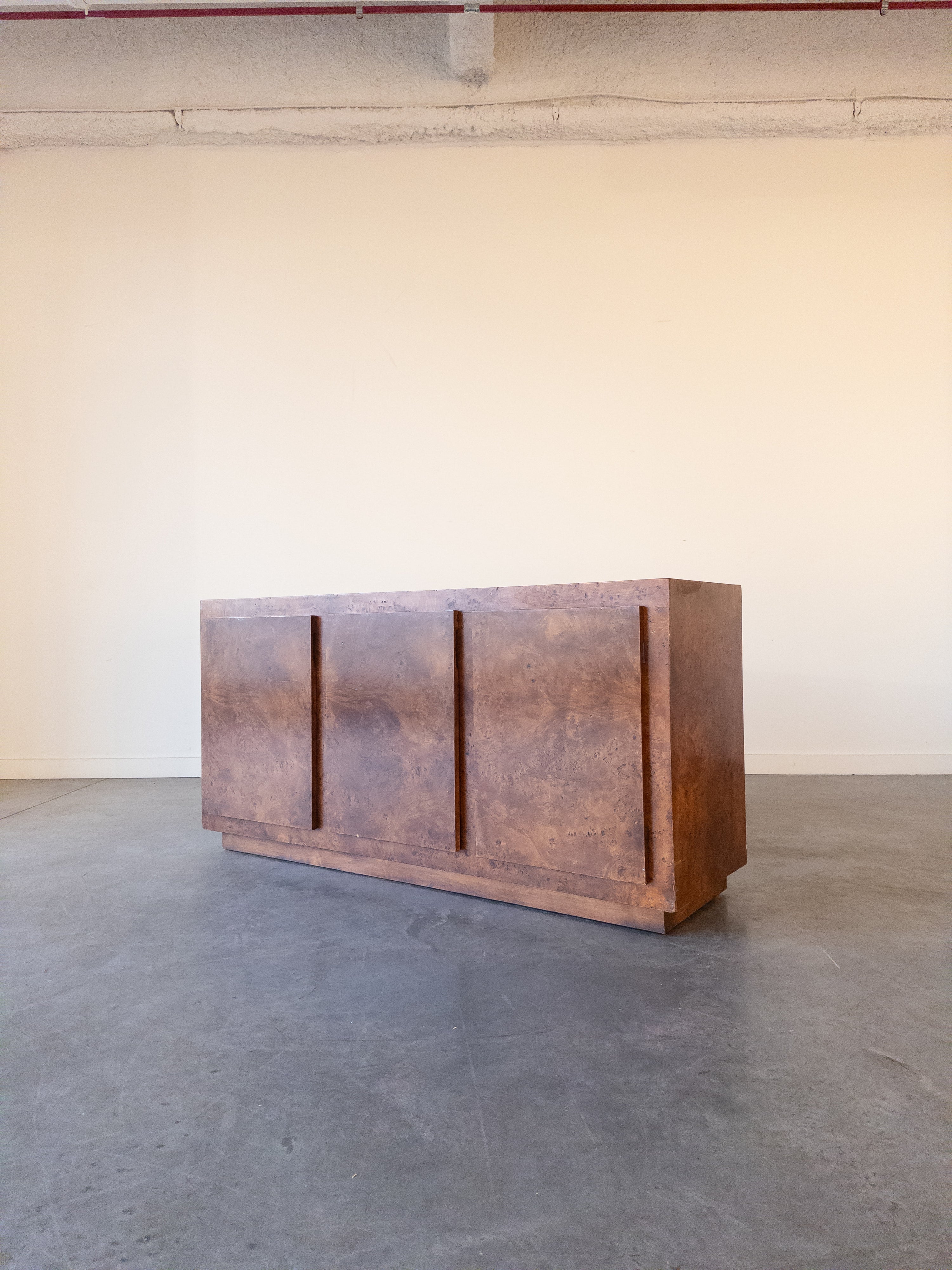 Milo Baughman Burled Olive Wood Sideboard, 1960s