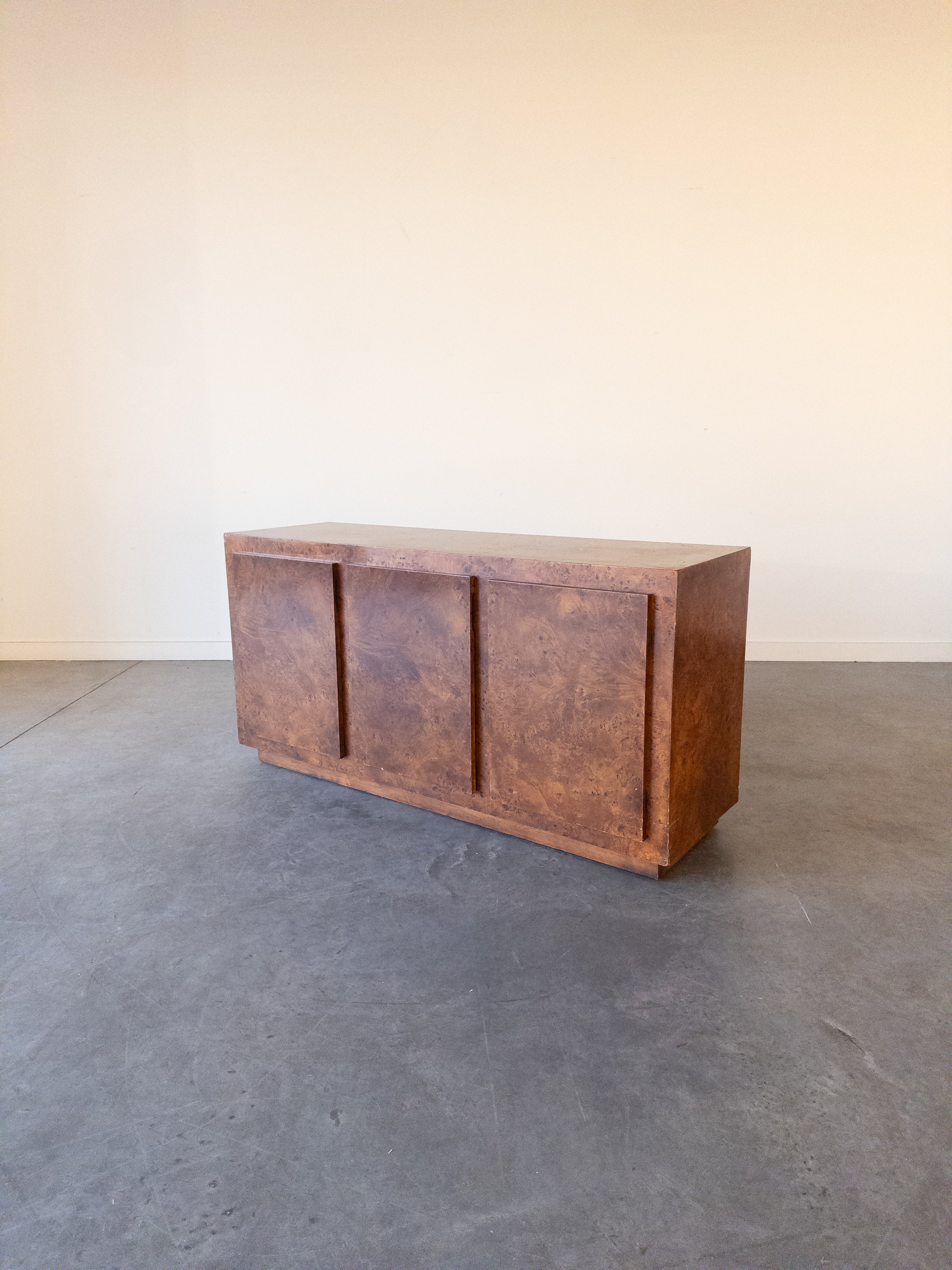 Milo Baughman Burled Olive Wood Sideboard, 1960s