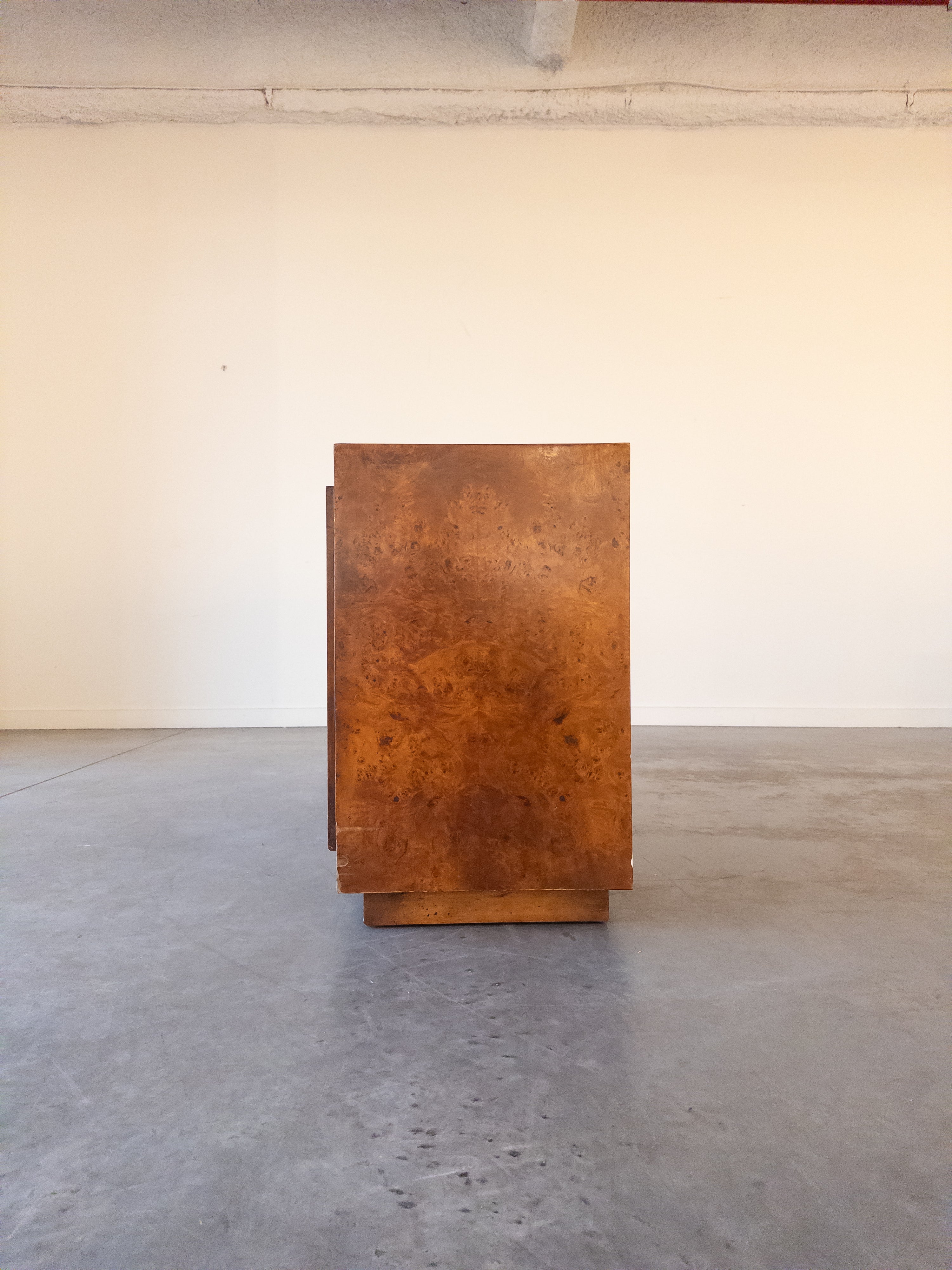 Milo Baughman Burled Olive Wood Sideboard, 1960s