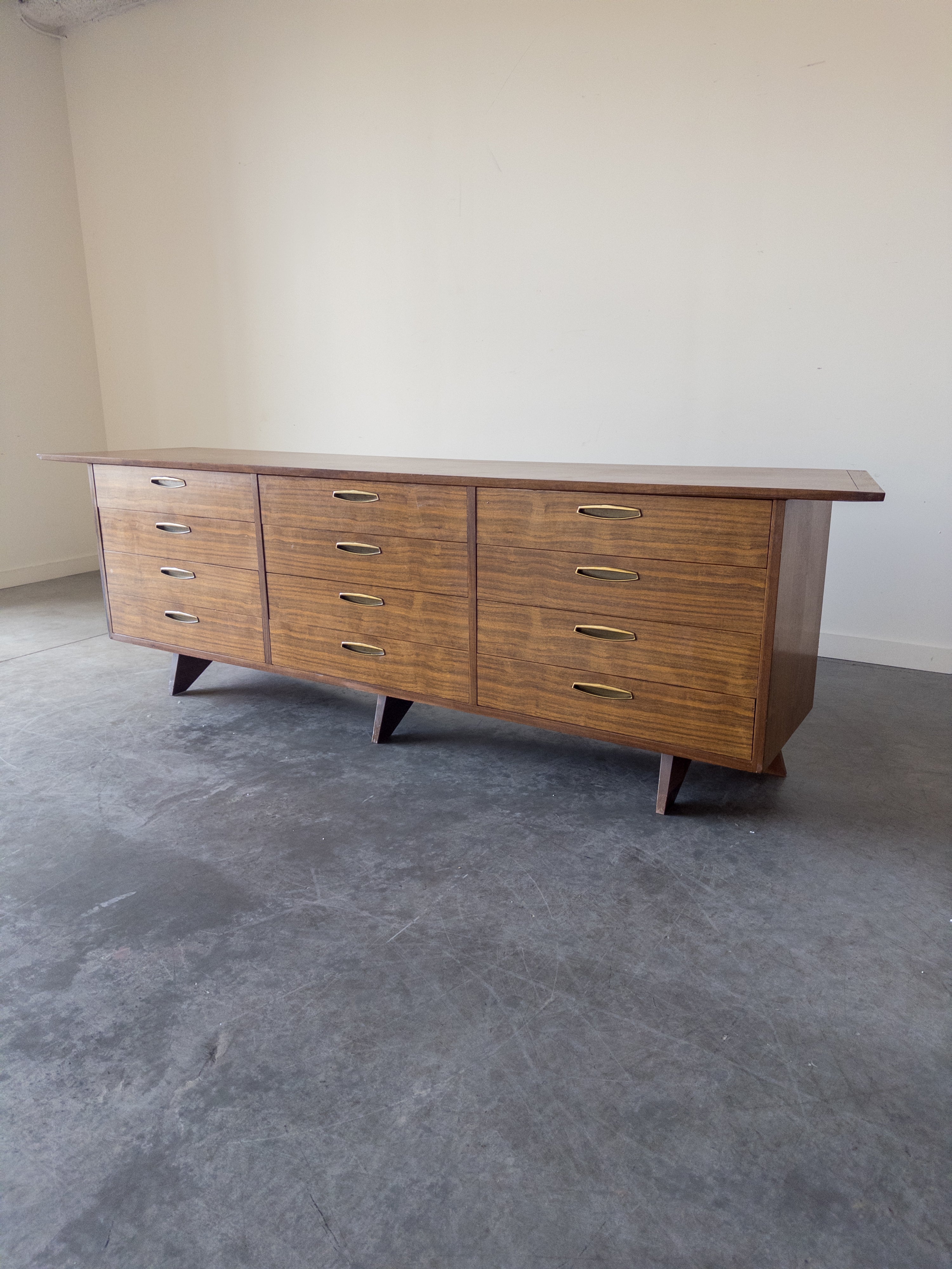 George Nakashima Walnut and Brass Monumental Cabinet for Widdicomb