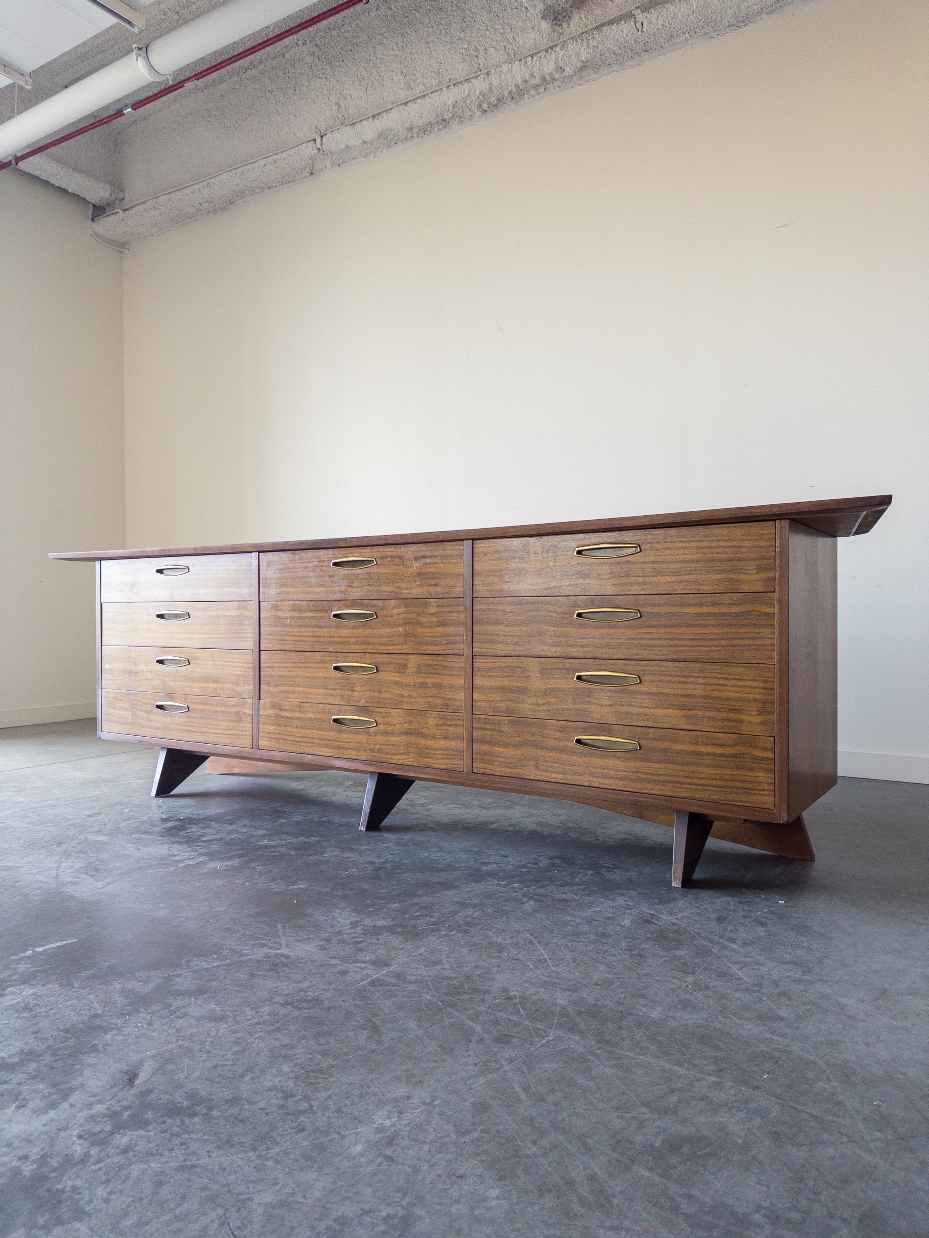 George Nakashima Walnut and Brass Monumental Cabinet for Widdicomb