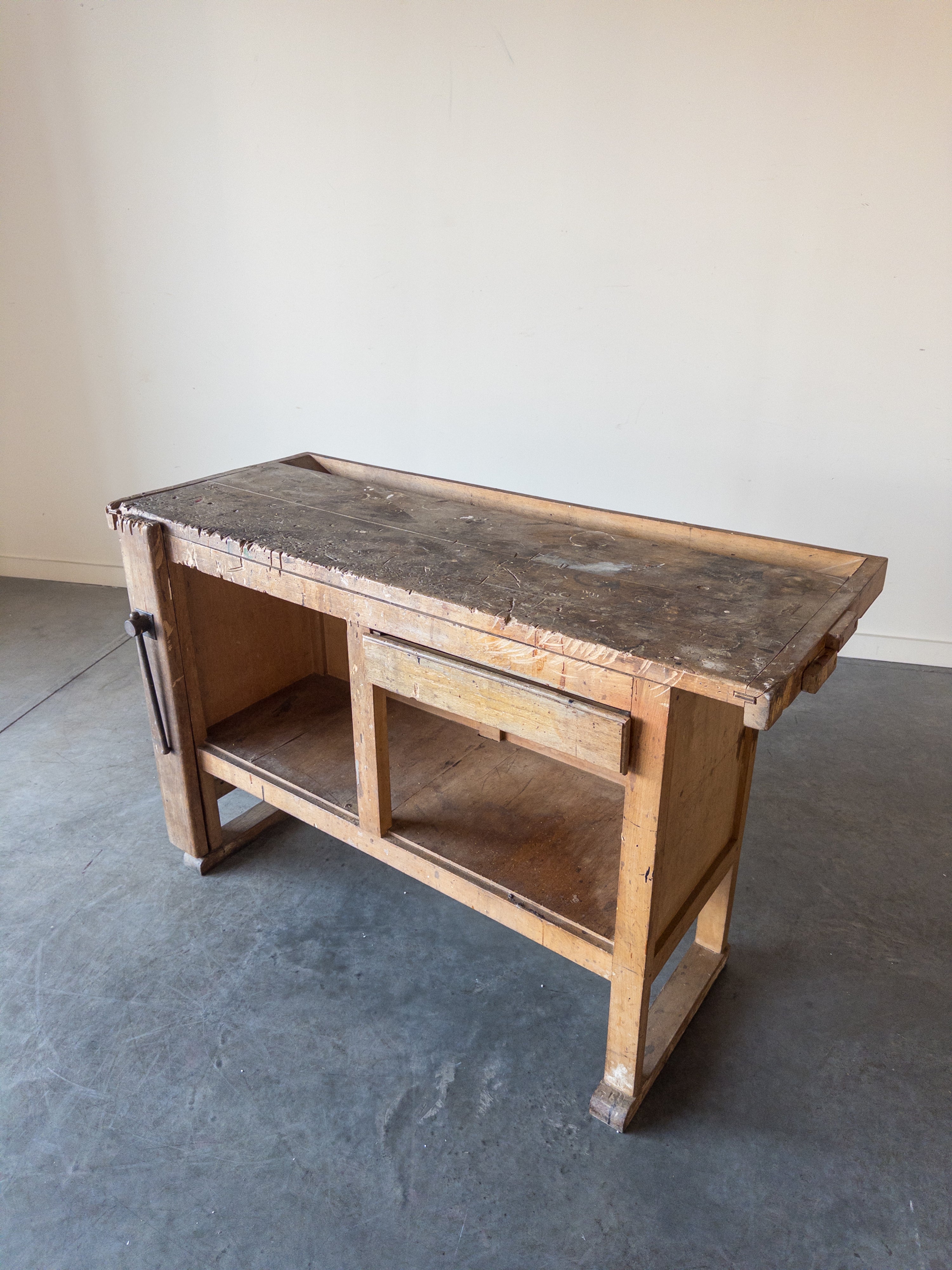 Vintage Swedish Pine Carpentry Table