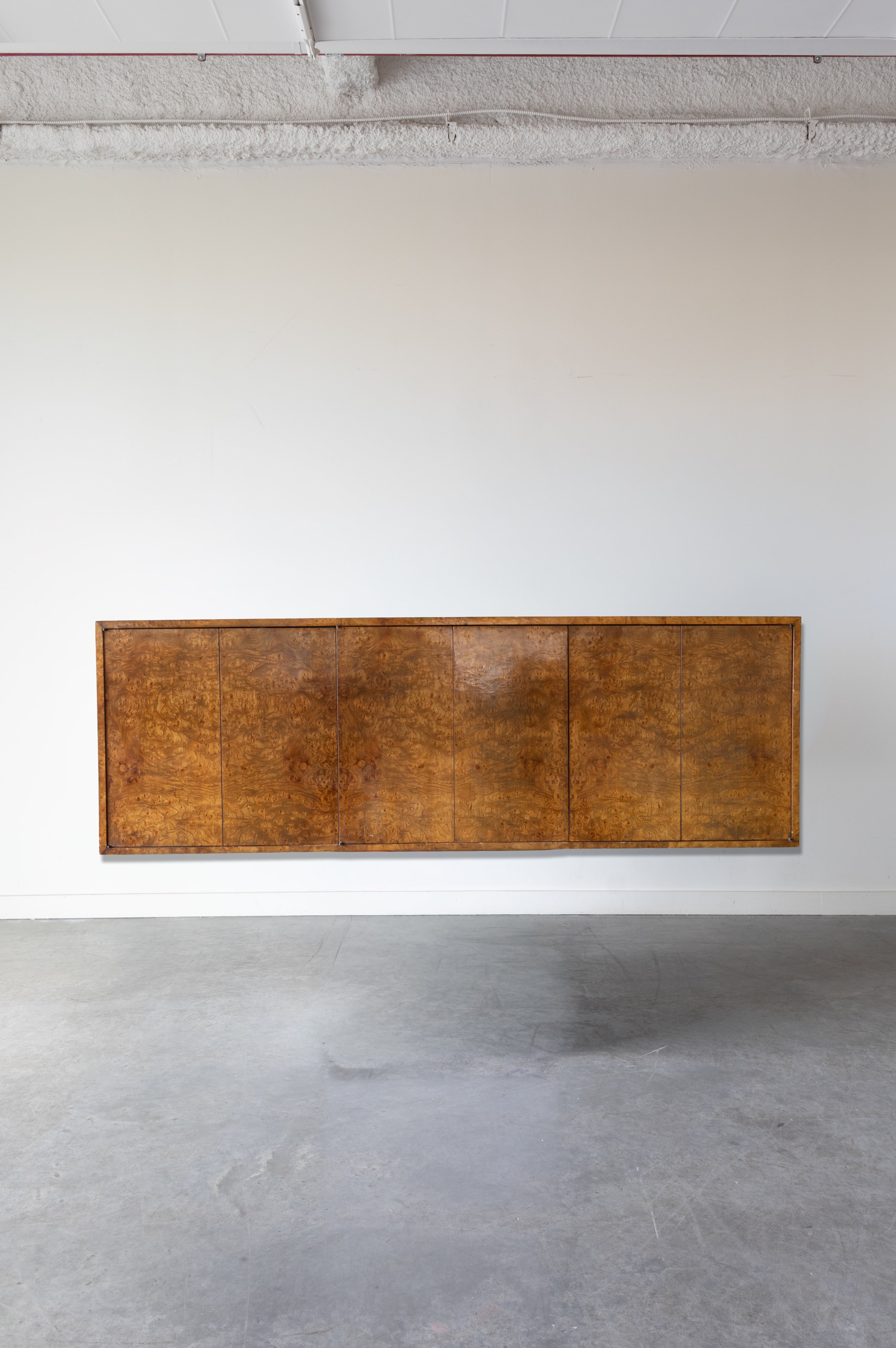 Burl Wood Floating Cabinet by Milo Baughman