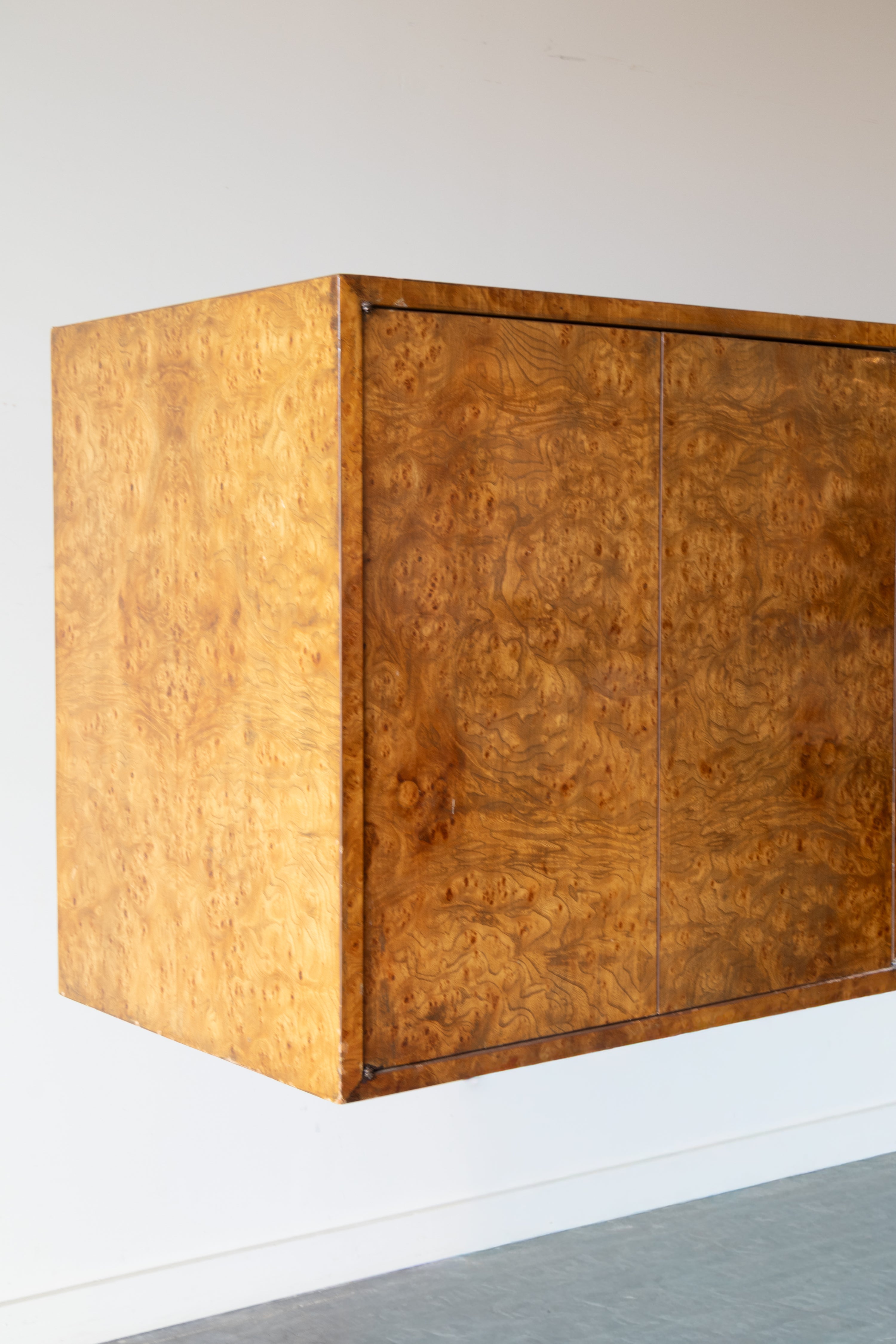 Burl Wood Floating Cabinet by Milo Baughman