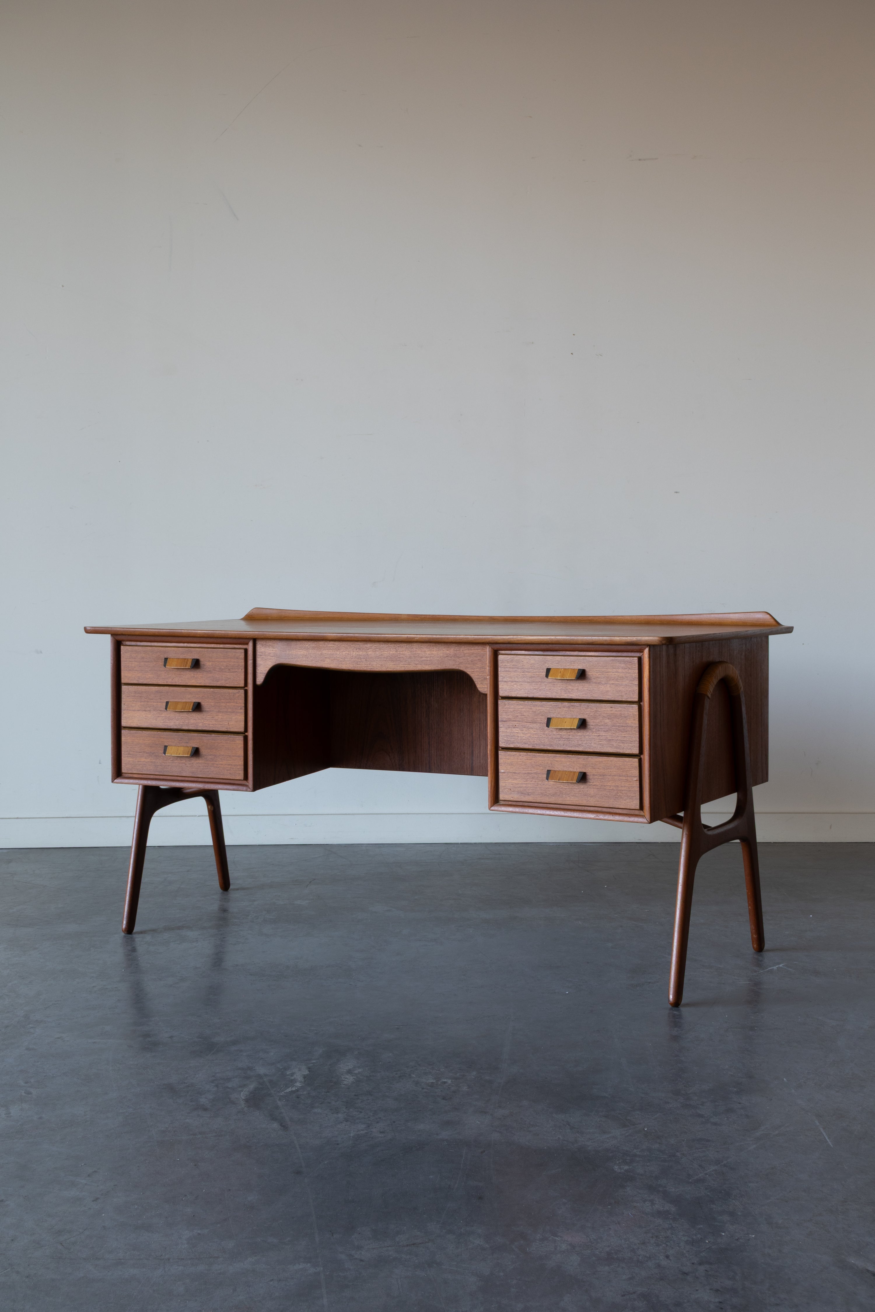 Danish Teak and Cane Desk by Svend Aage Madsen for Sigurd Hansen Møbelfabrik, 1950s