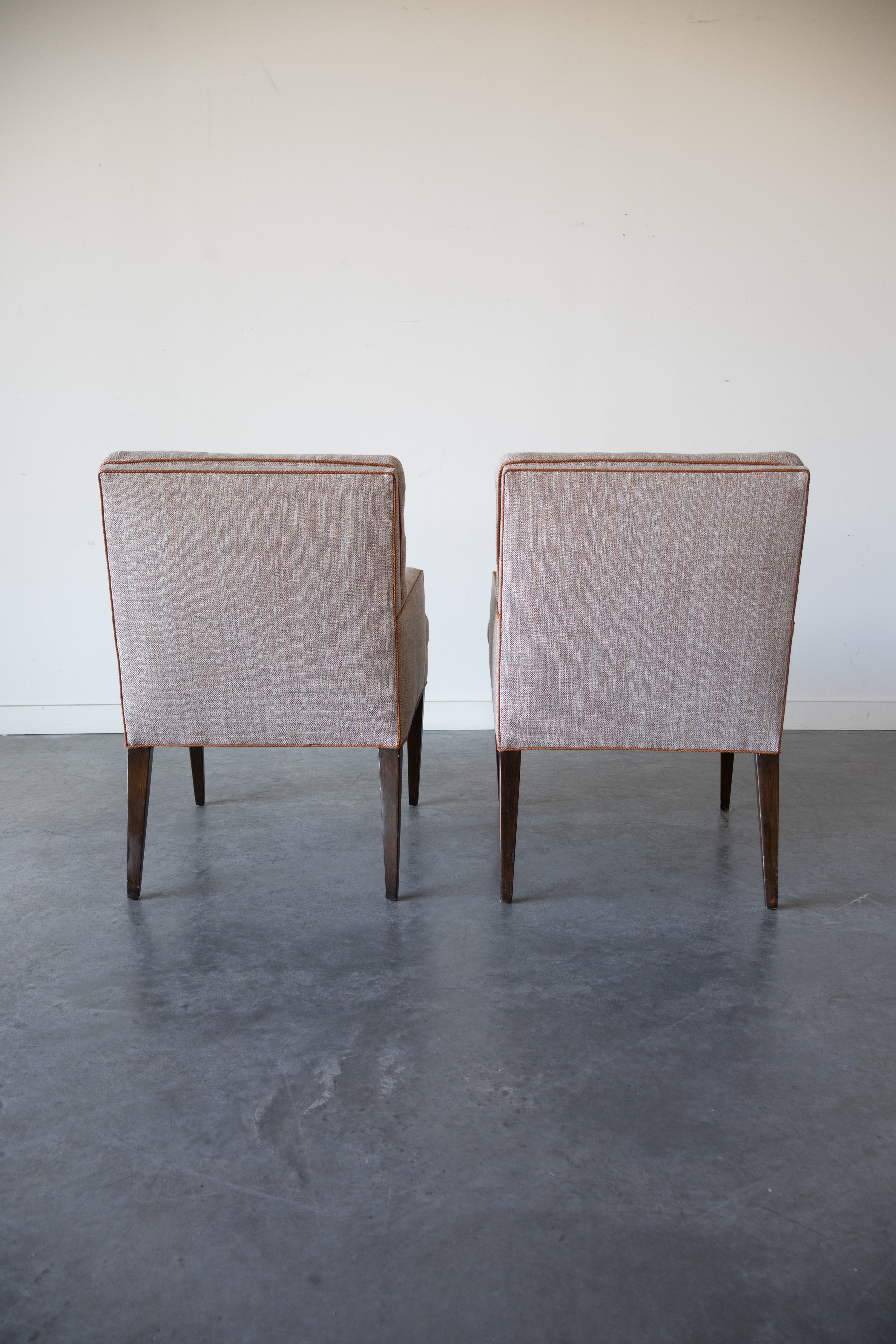 Pair of Herringbone Wool Arm Chairs by Edward Wormley For Dunbar