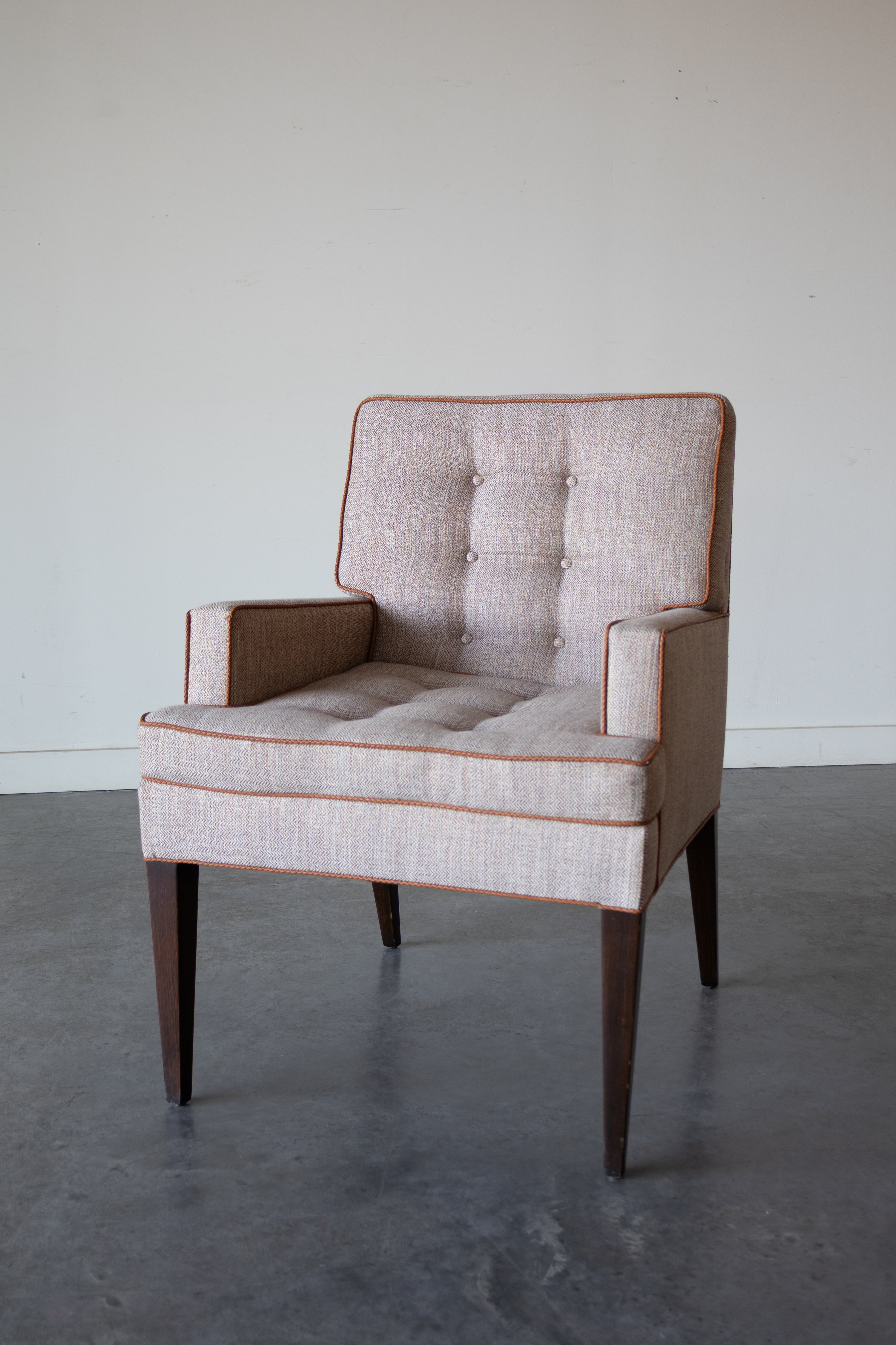 Pair of Herringbone Wool Arm Chairs by Edward Wormley For Dunbar