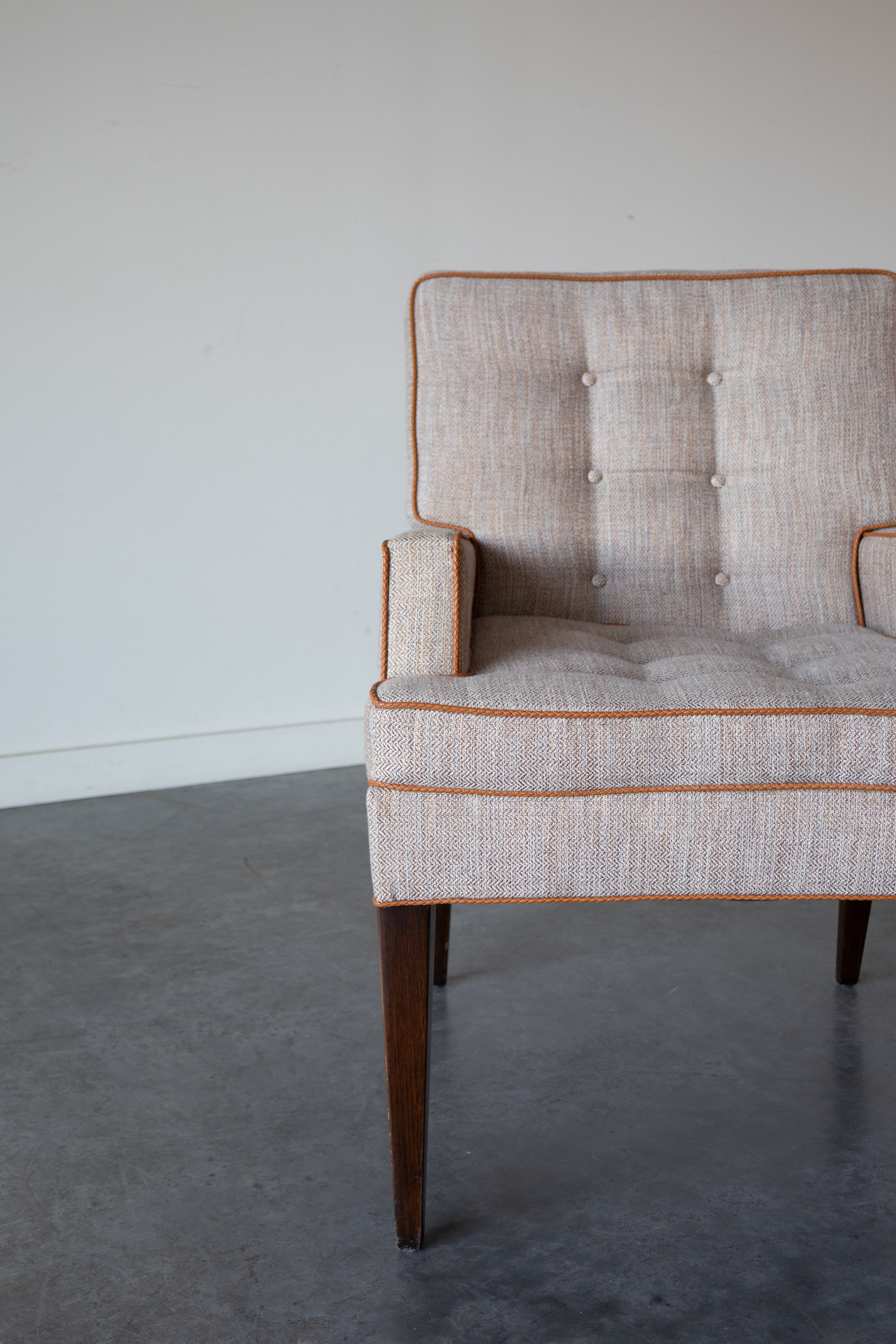 Pair of Herringbone Wool Arm Chairs by Edward Wormley For Dunbar
