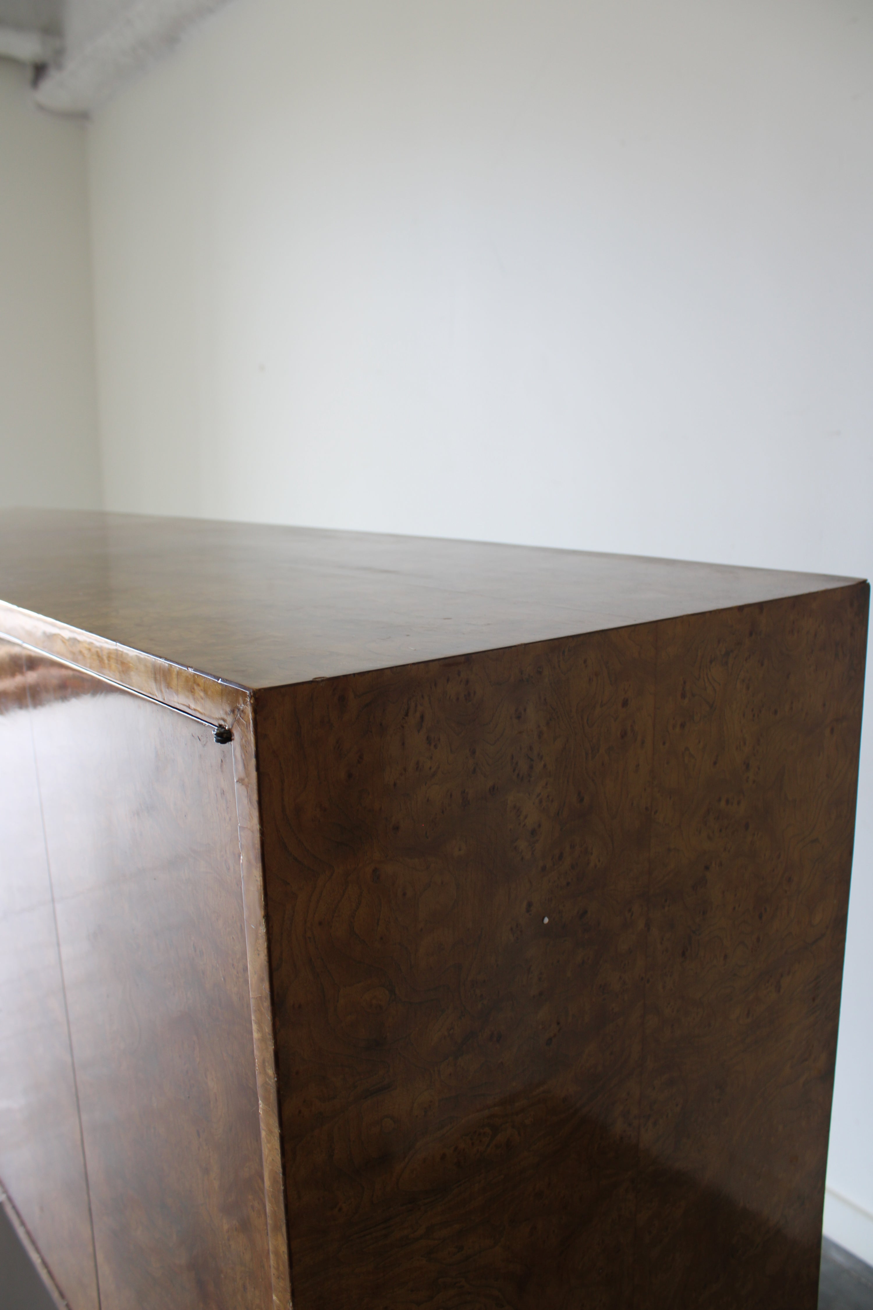 Burl Wood Floating Cabinet by Milo Baughman