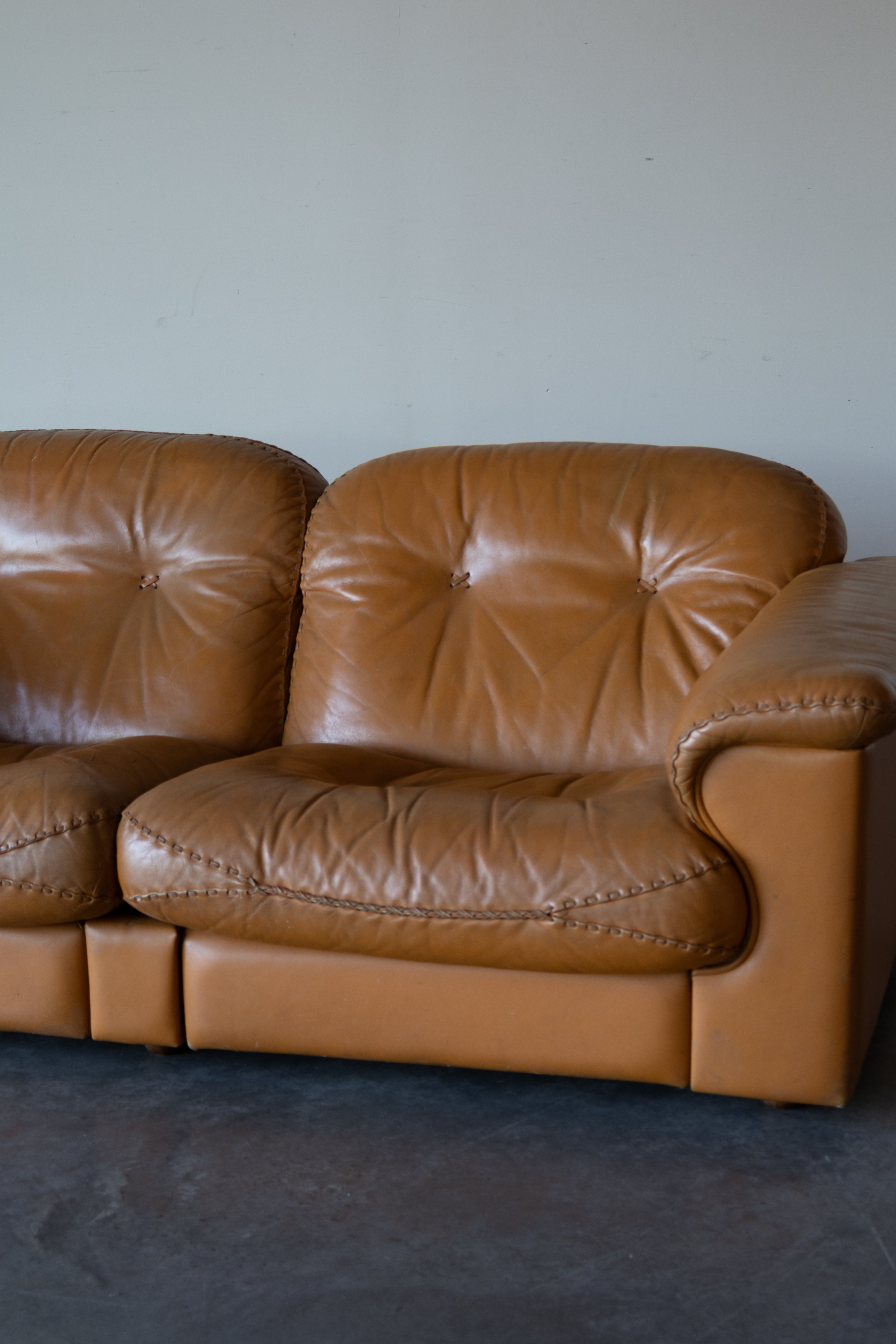 De Sede DS-101 Cognac Leather Sofa, 1970s