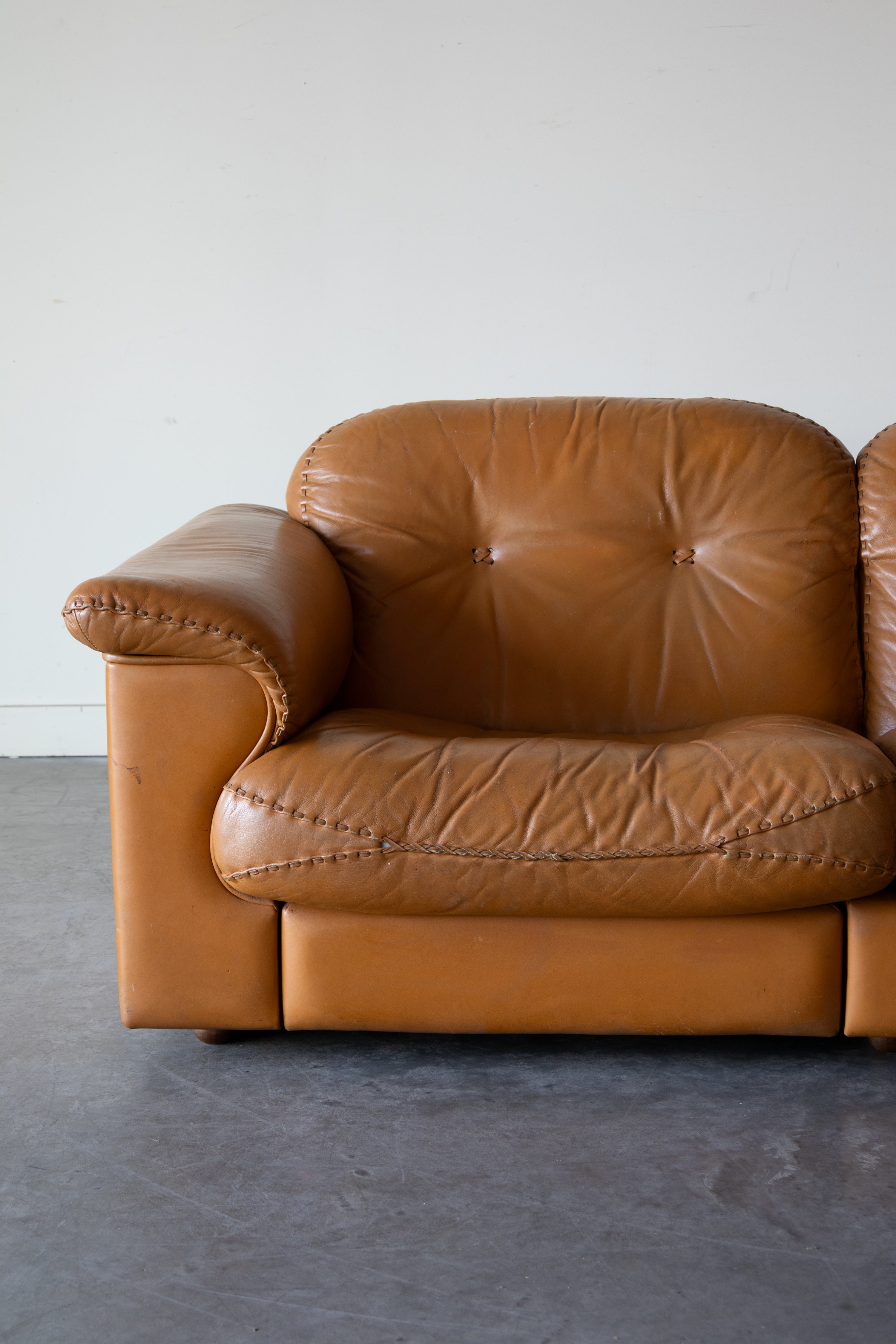 De Sede DS-101 Cognac Leather Sofa, 1970s
