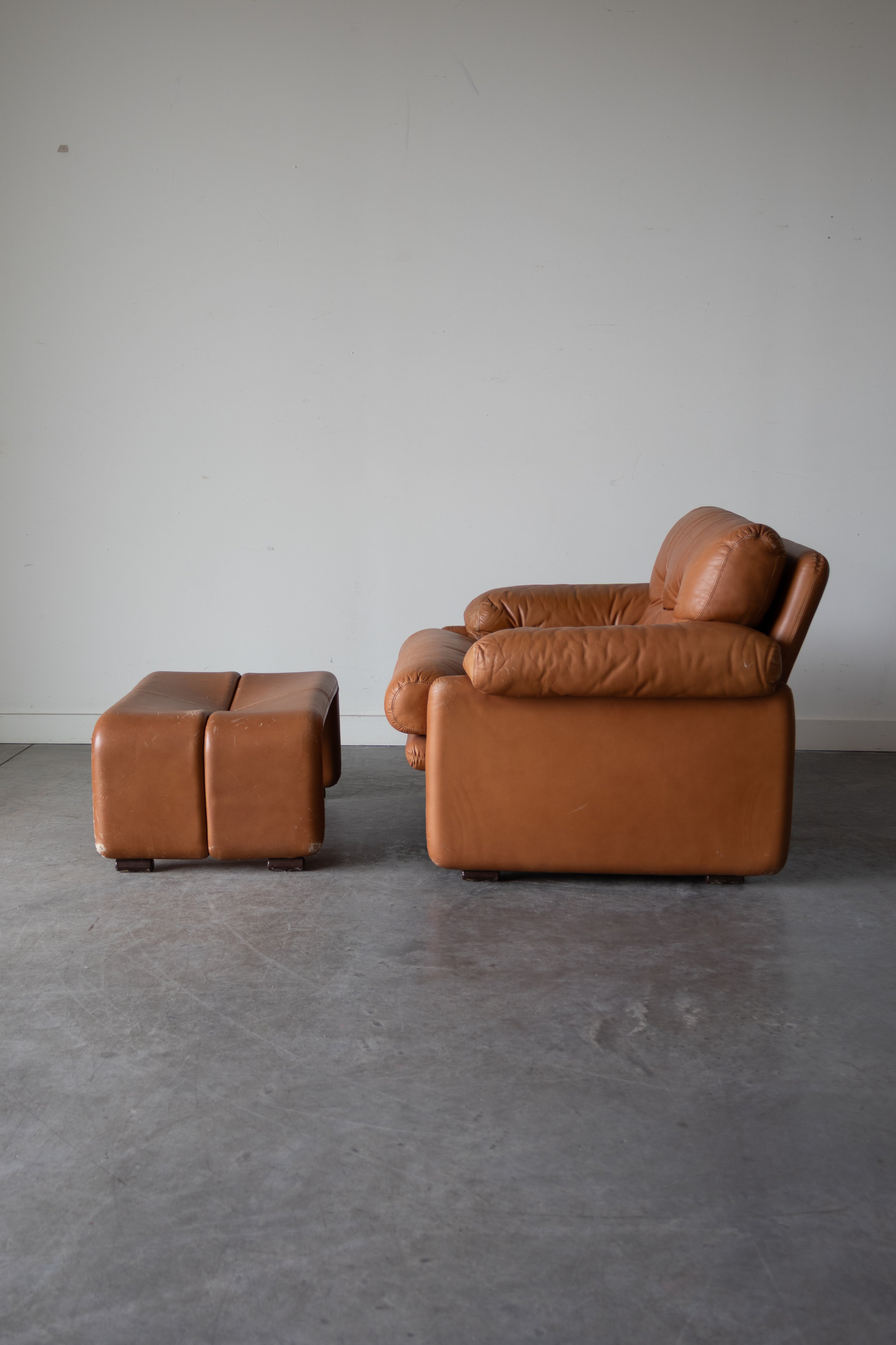 Coronado Leather Lounge Chair and Ottoman by Afra and Tobia Scarpa for B&B Italia