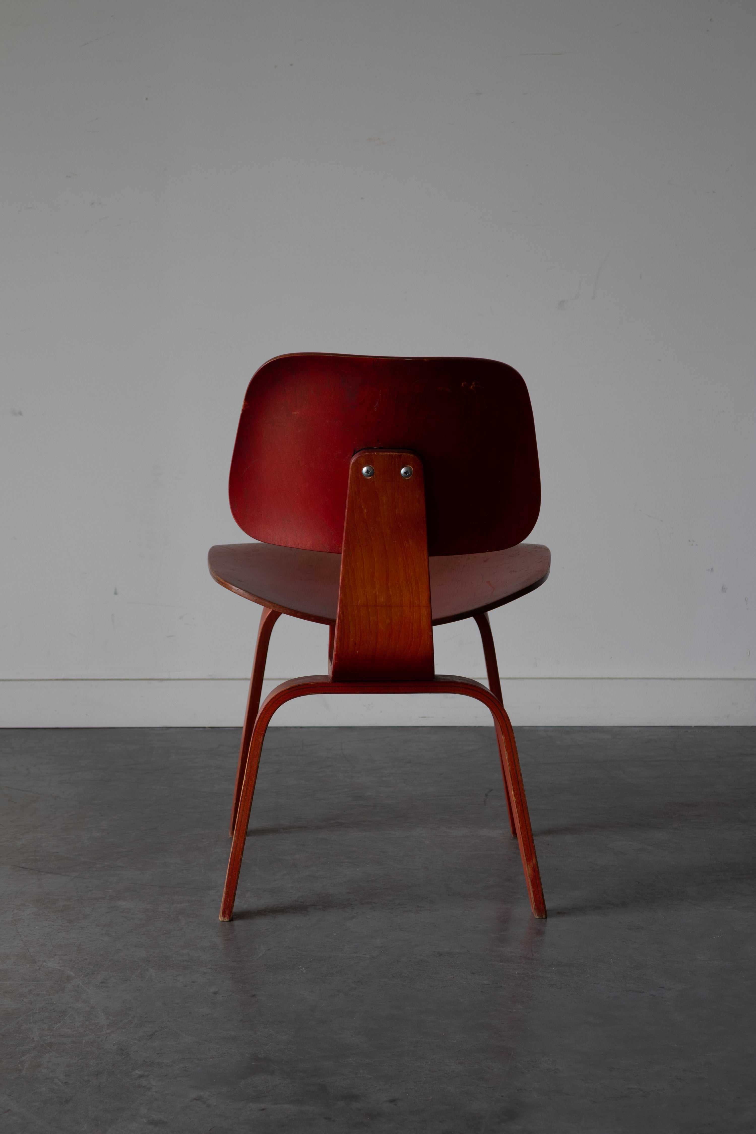 Red Aniline DCW Chair by Charles and Ray Eames for Herman Miller, 1950s