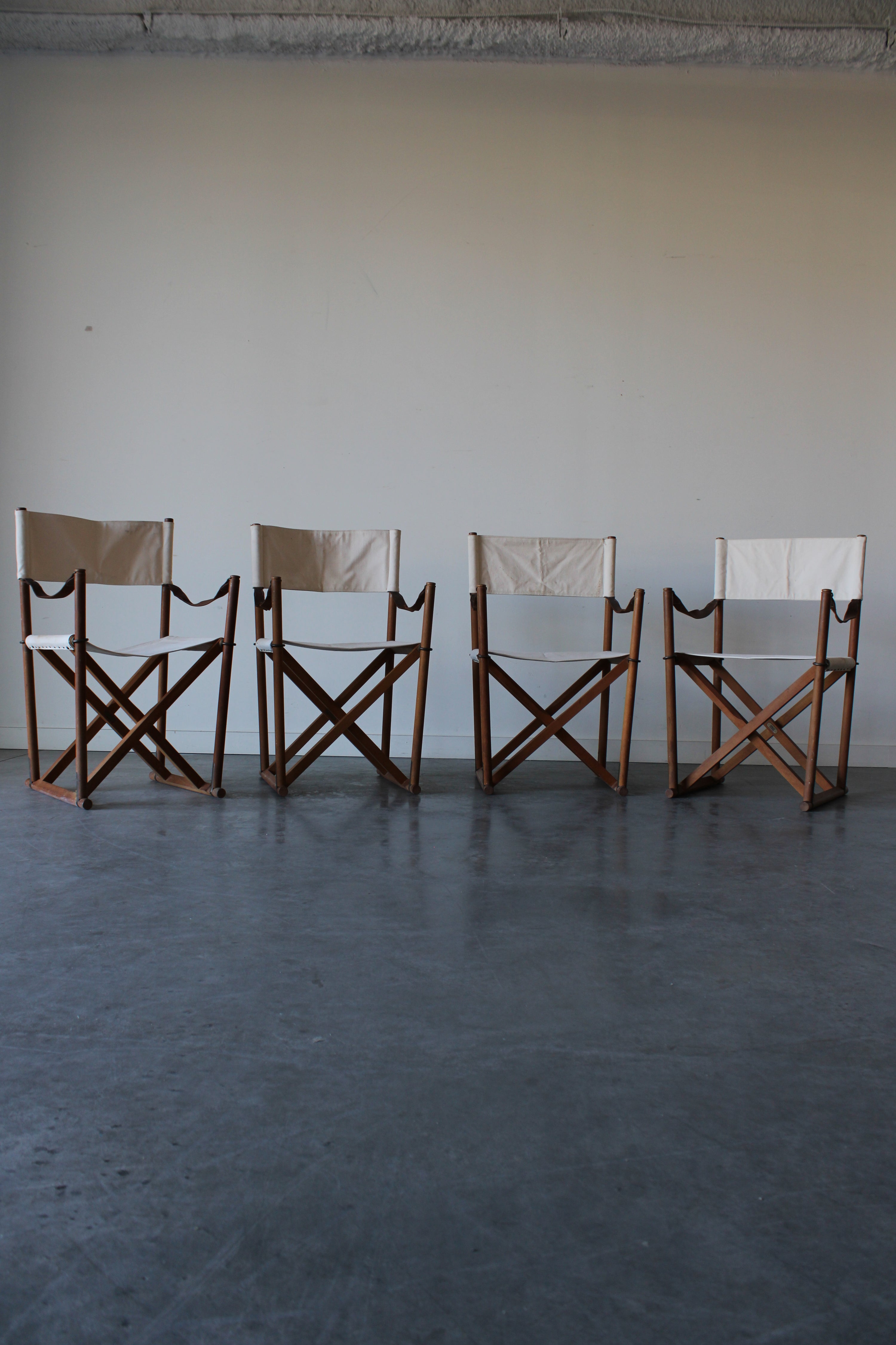 Set of 4 MK16 Folding Safari Chairs by Mogens Koch for Cado, Denmark